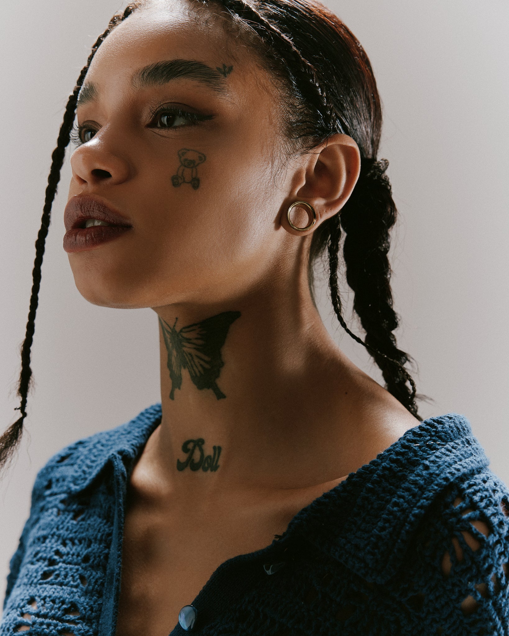 CROCHET HAND KNIT SHIRTS - SLATE BLUE