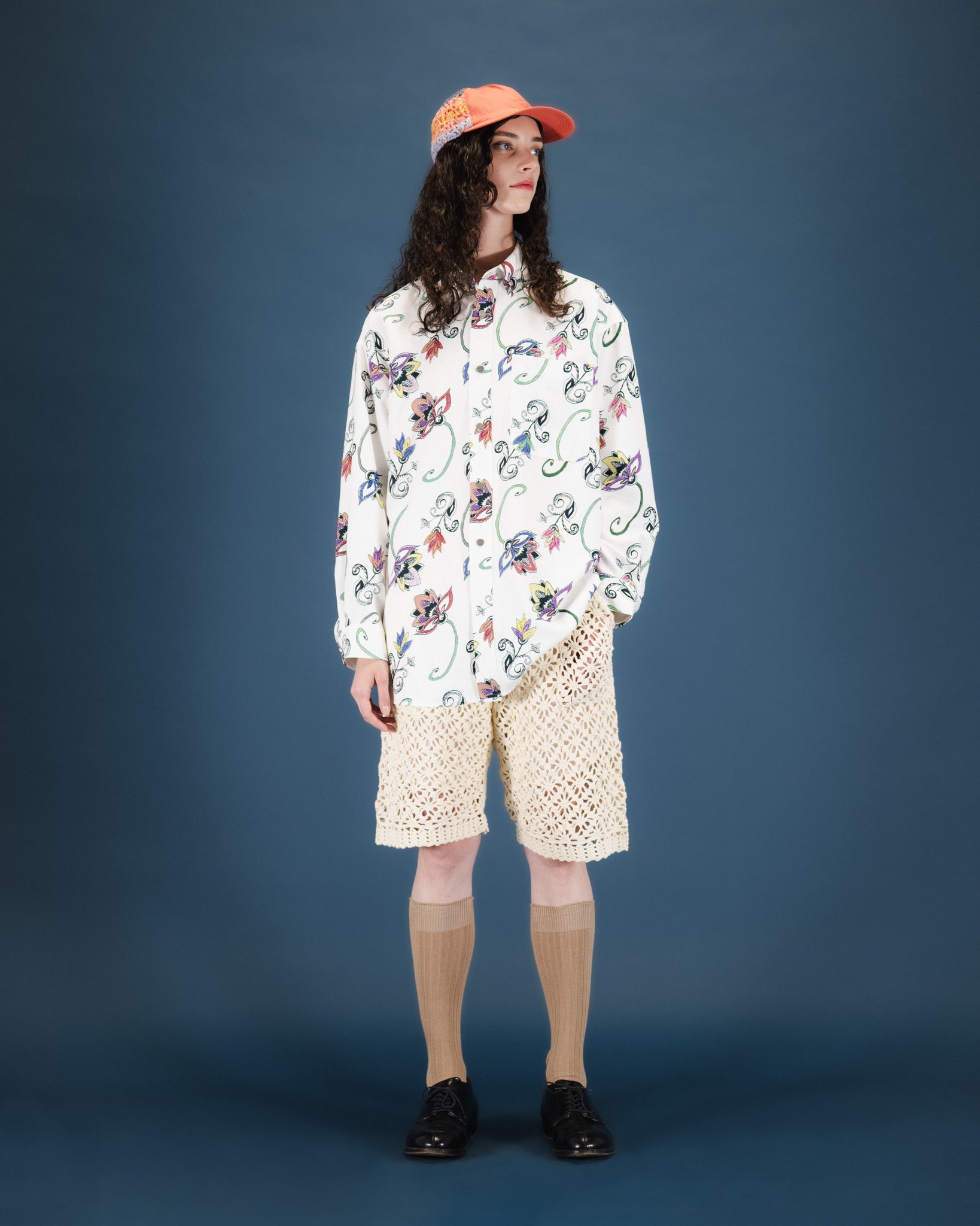 HAND-PAINTED BOTANICAL PRINT B.D. SHIRTS - WHITE