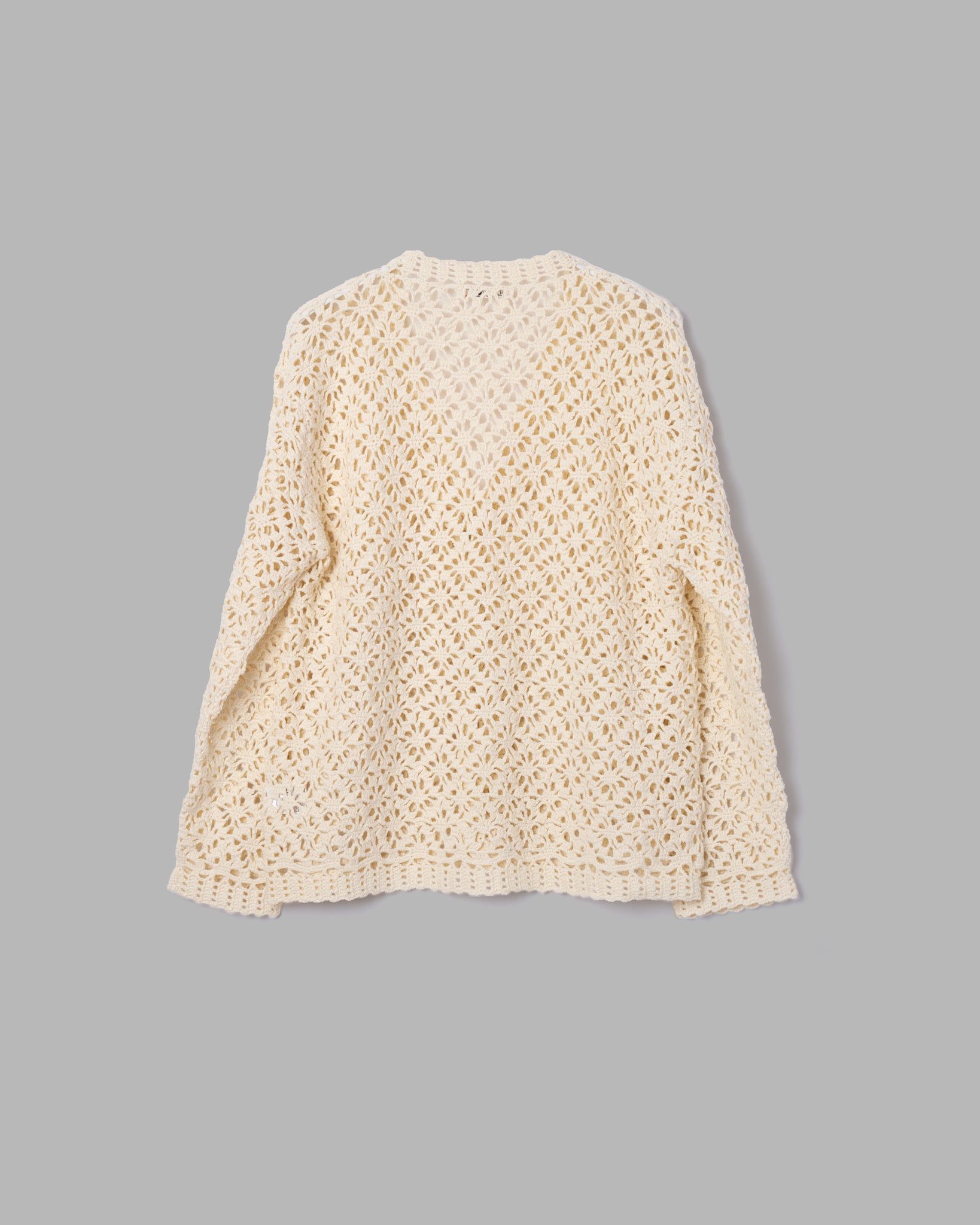 CROCHET HAND KNIT CARDIGAN - OFF WHITE