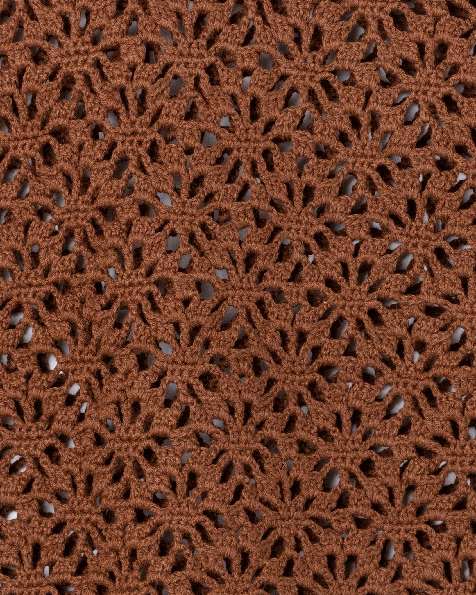 CROCHET HAND KNIT PULLOVER SWEATER - BROWN