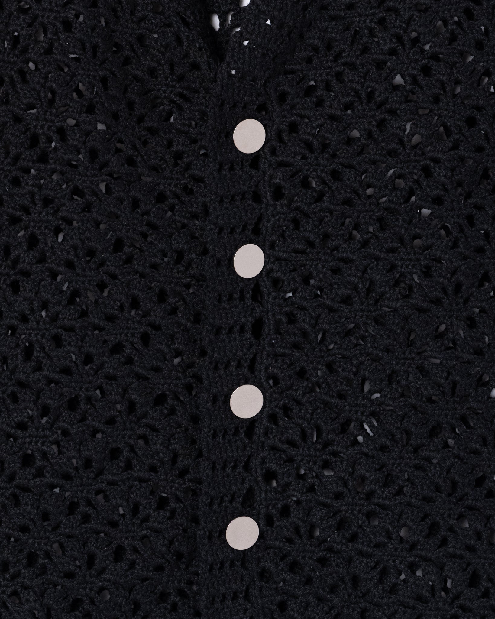 CROCHET HAND KNIT CARDIGAN - BLACK