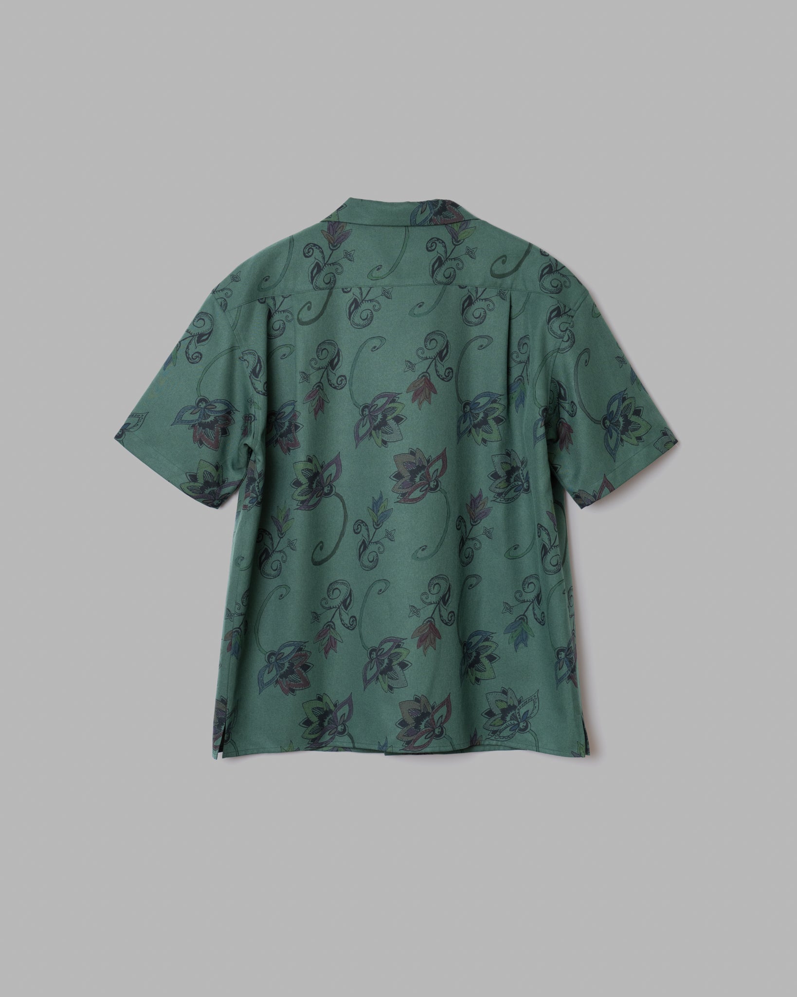 HAND-PAINTED BOTANICAL PRINT OPEN COLLAR SHIRTS - GREEN