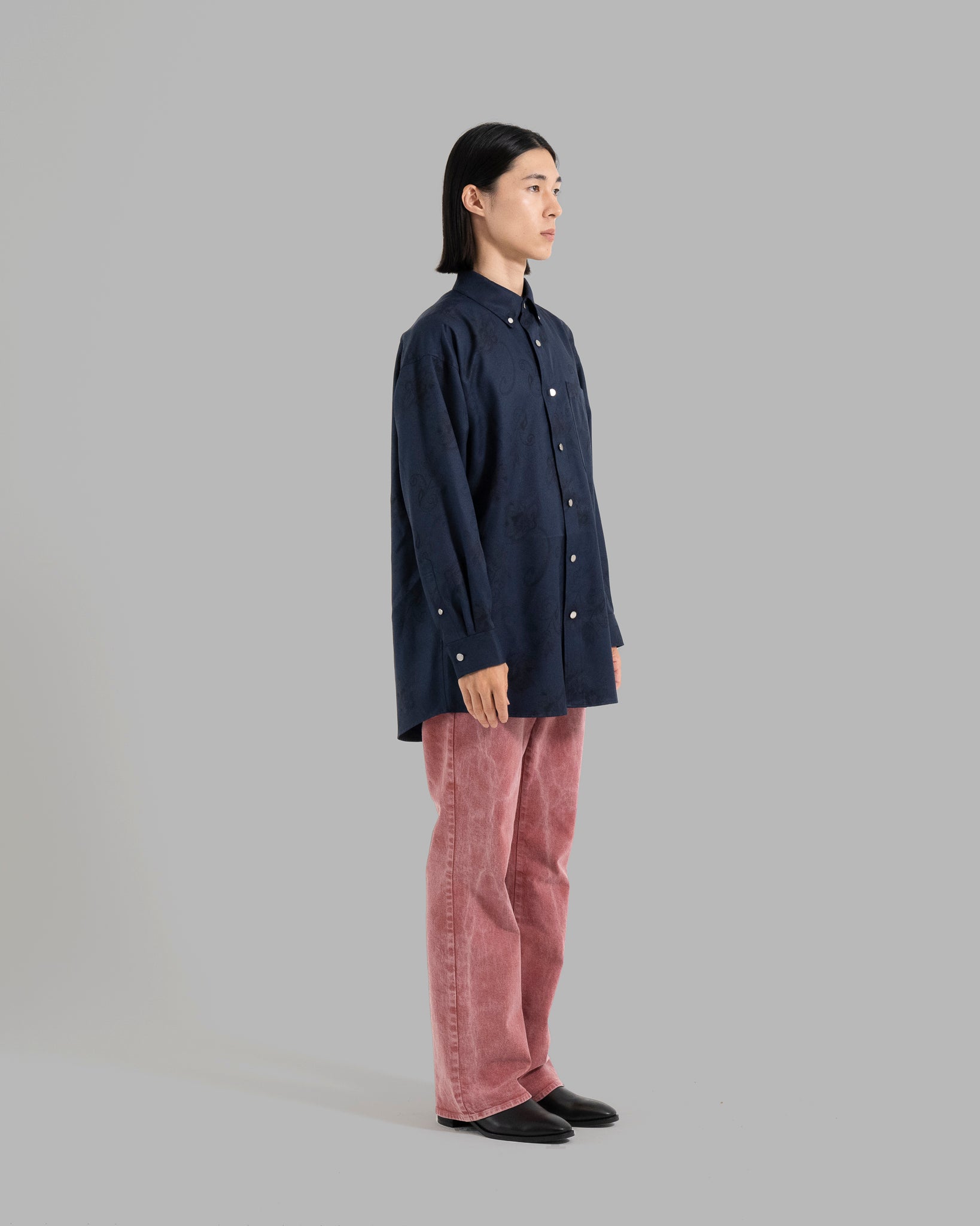 HAND-PAINTED BOTANICAL PRINT B.D. SHIRTS - NAVY