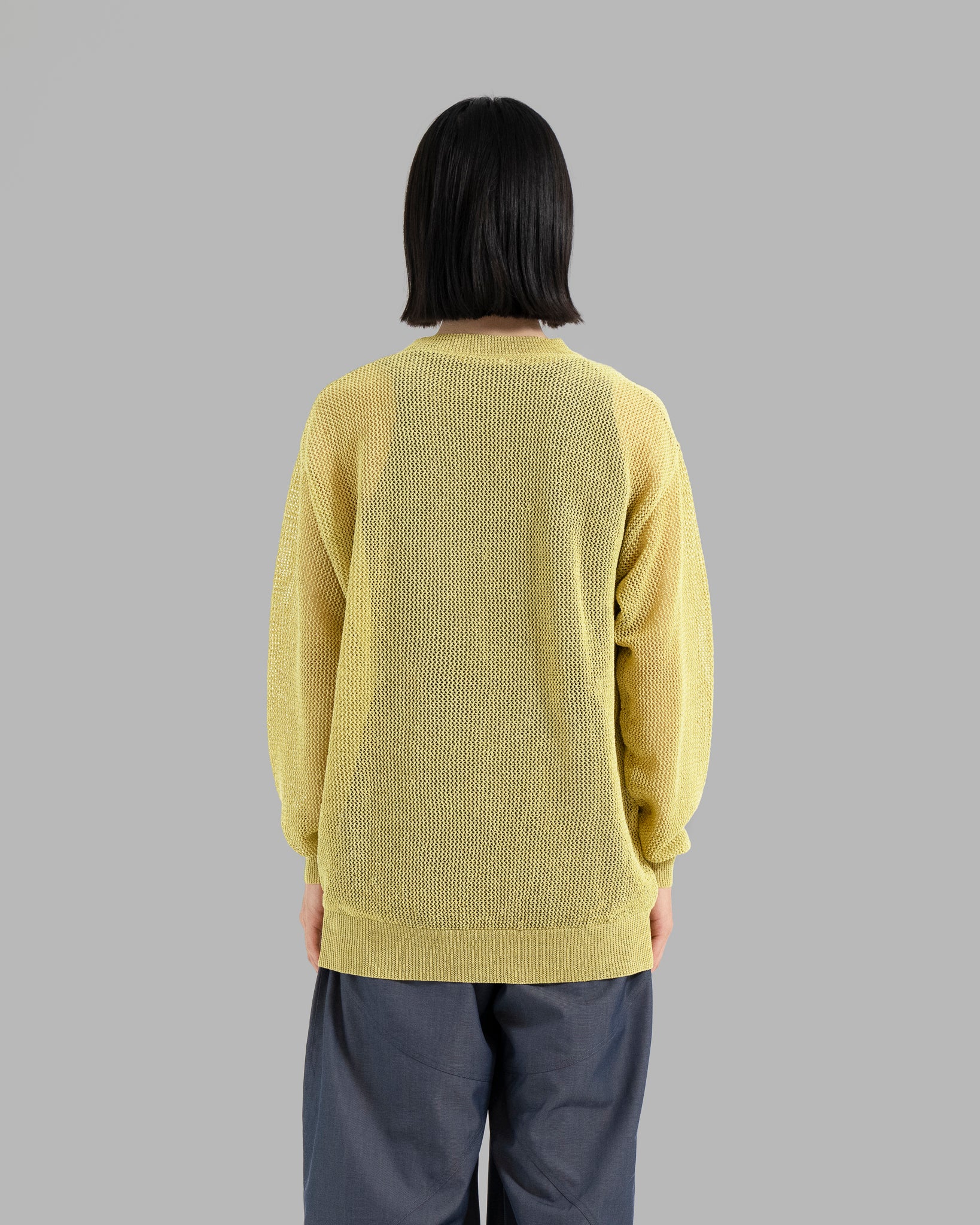 GIMA COTTON MESH KNIT PULLOVER SWEATER - SMOKE YELLOW