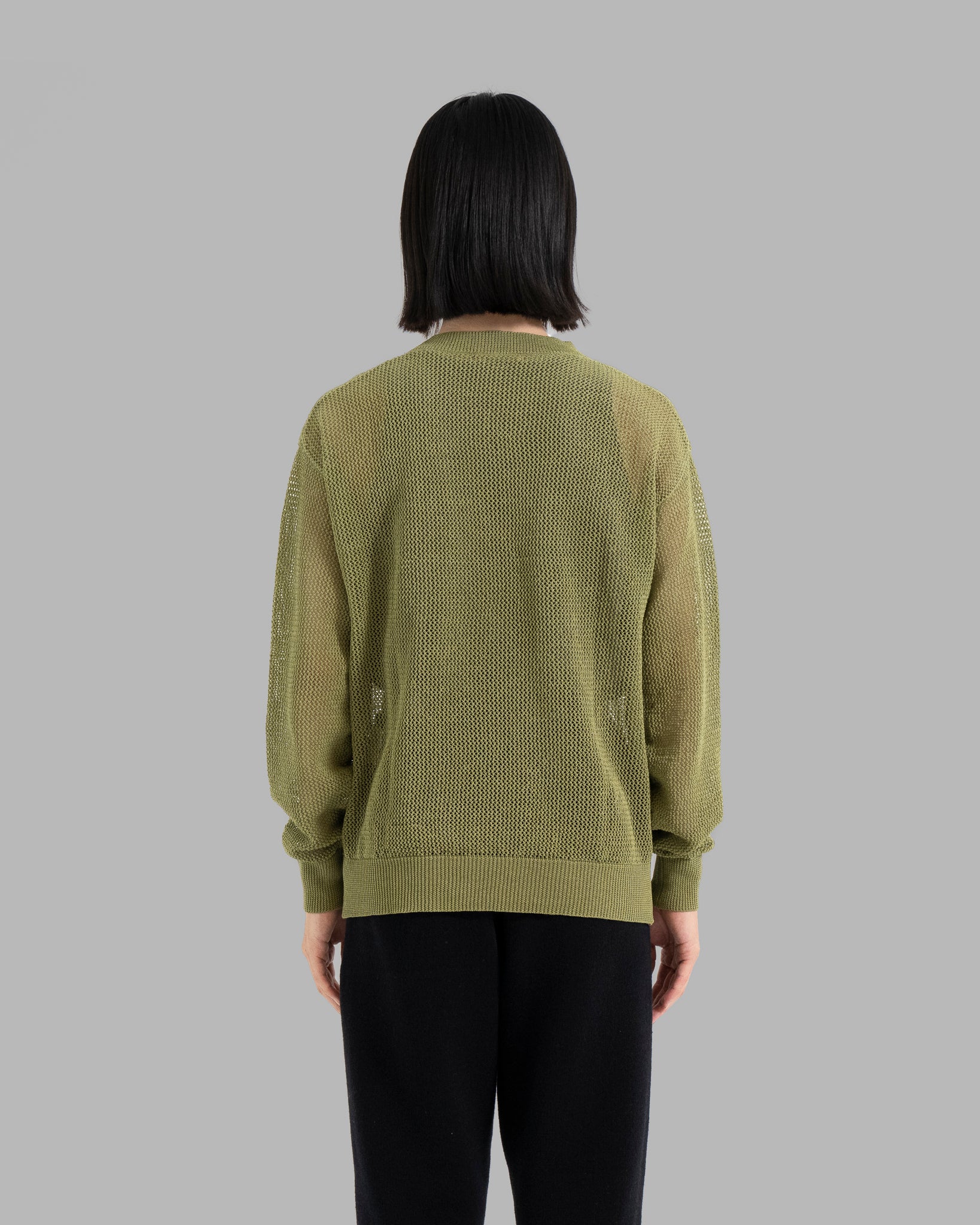 GIMA COTTON MESH KNIT PULLOVER SWEATER - GREEN
