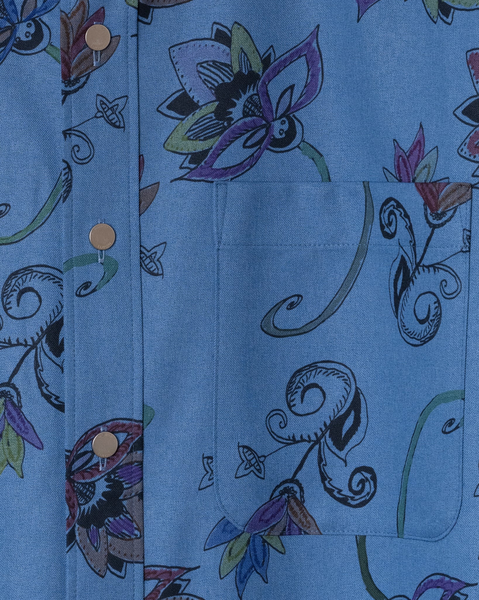 HAND-PAINTED BOTANICAL PRINT B.D. SHIRTS - BLUE