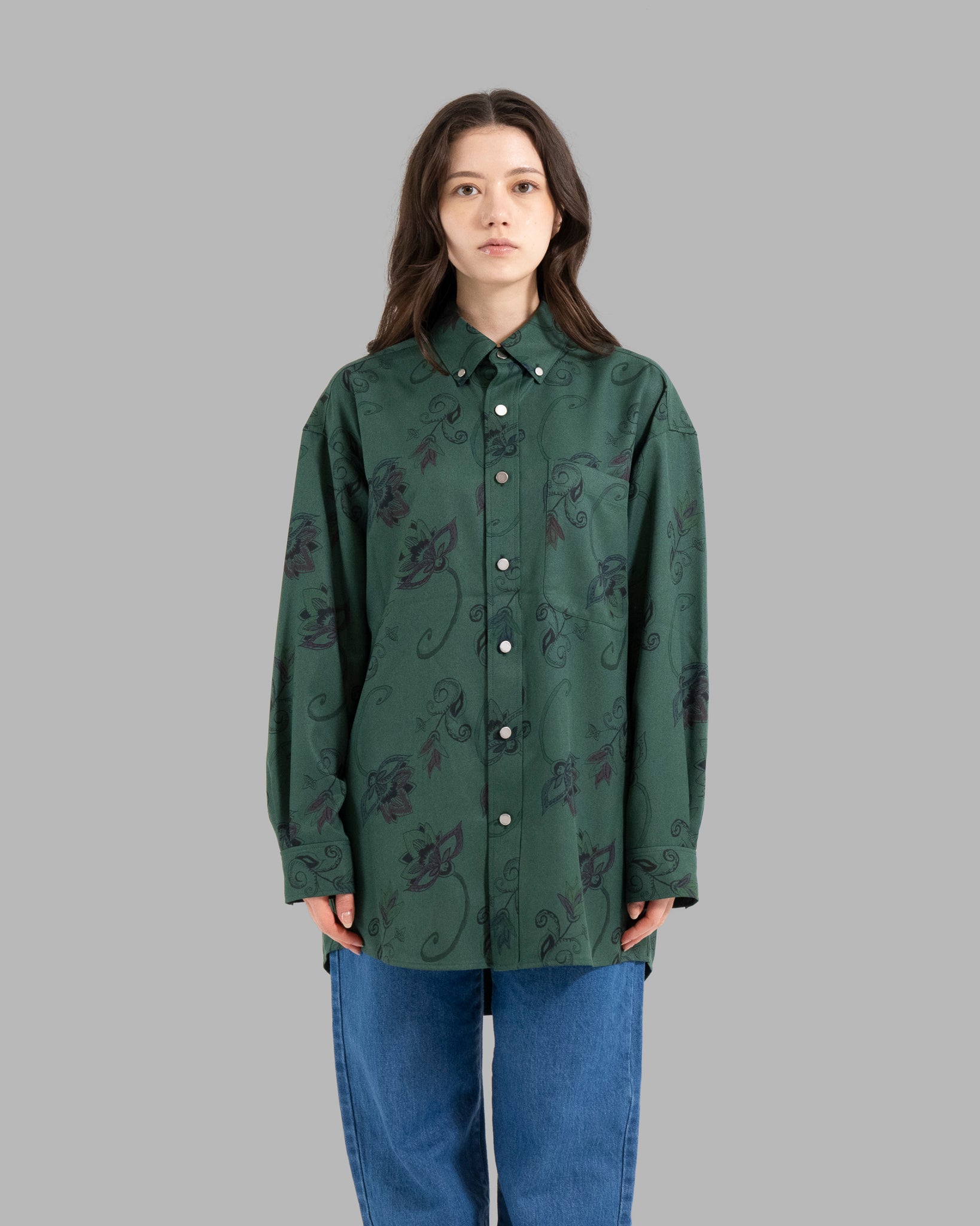 HAND-PAINTED BOTANICAL PRINT B.D. SHIRTS - GREEN