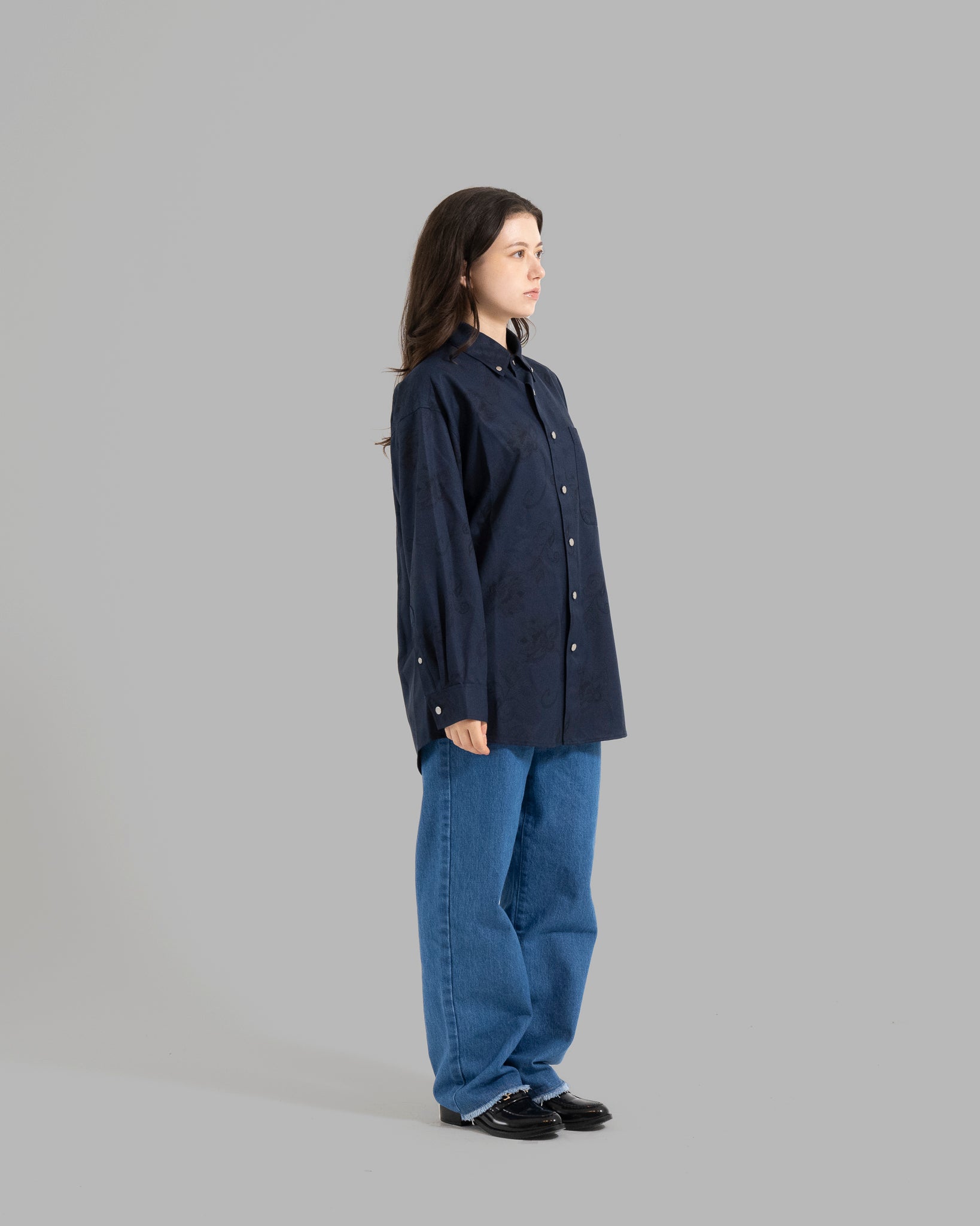 HAND-PAINTED BOTANICAL PRINT B.D. SHIRTS - NAVY