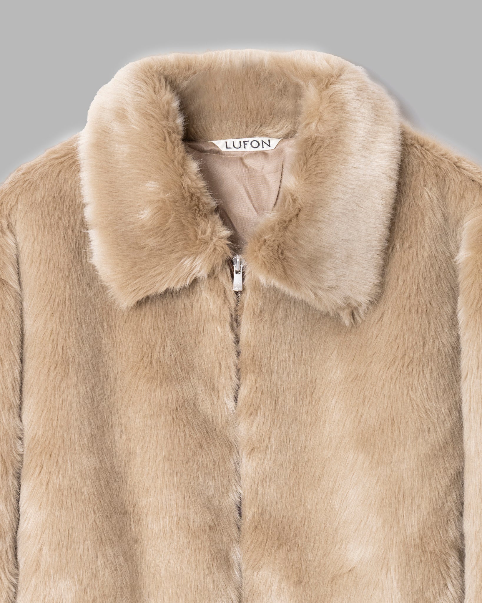 FAKE FUR JACKET - GREIGE