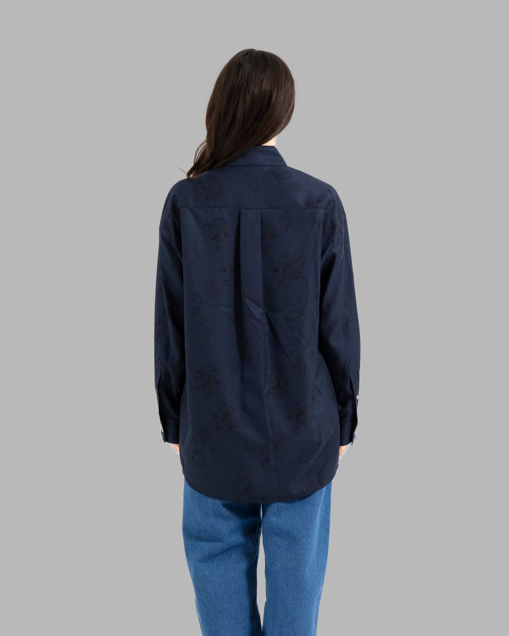 HAND-PAINTED BOTANICAL PRINT B.D. SHIRTS - NAVY