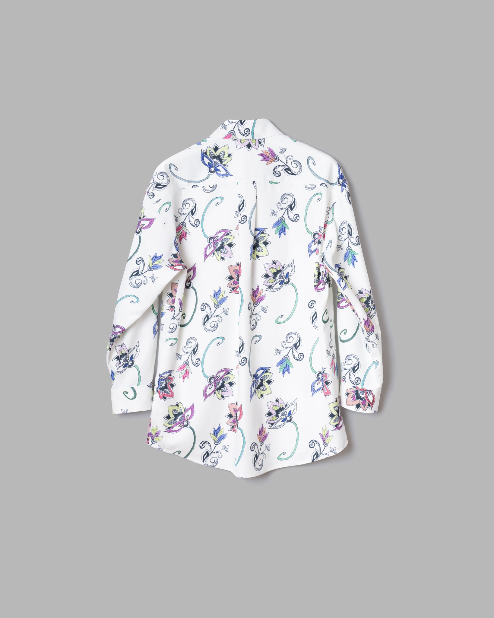 HAND-PAINTED BOTANICAL PRINT B.D. SHIRTS - WHITE