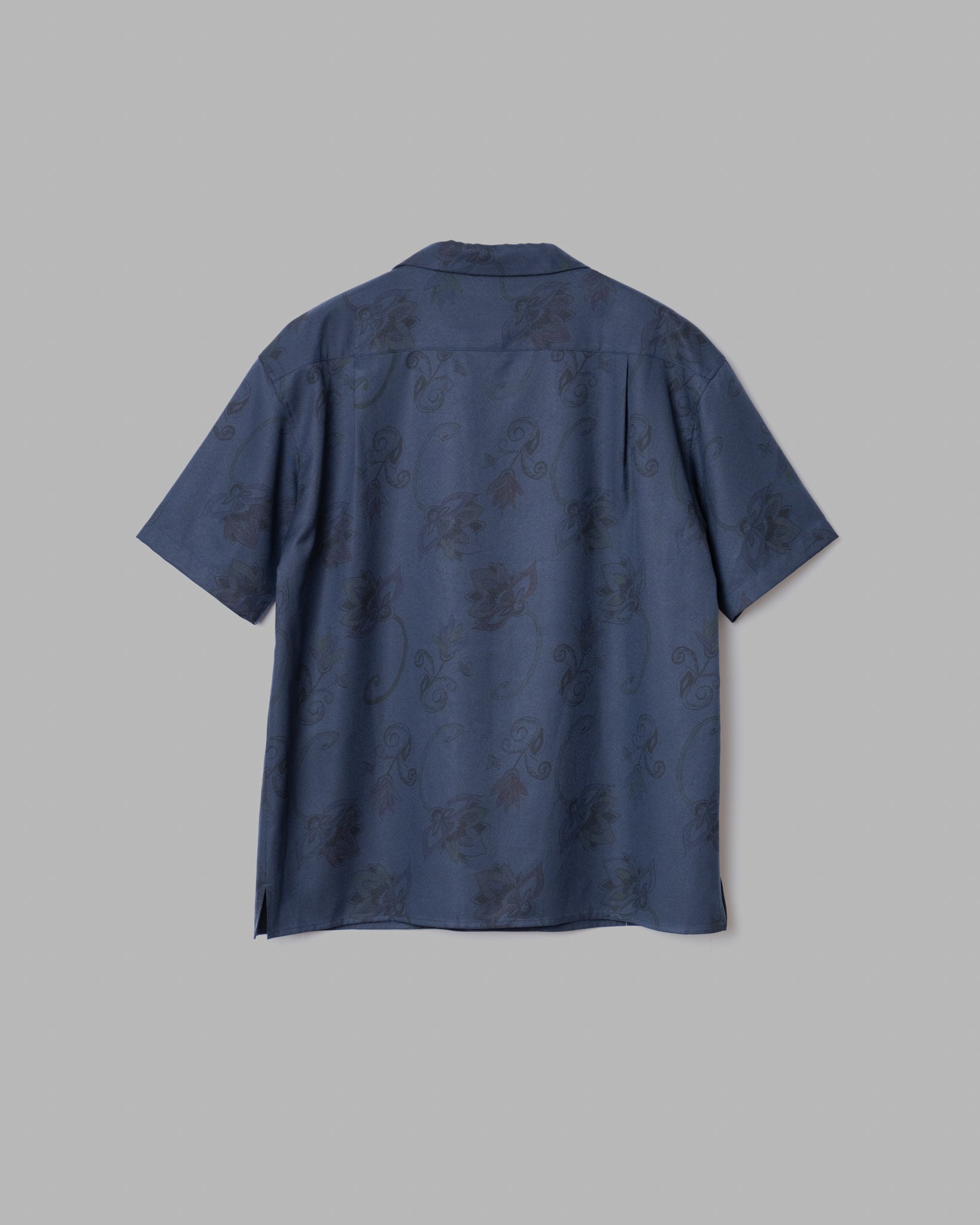 HAND-PAINTED BOTANICAL PRINT OPEN COLLAR SHIRTS - NAVY
