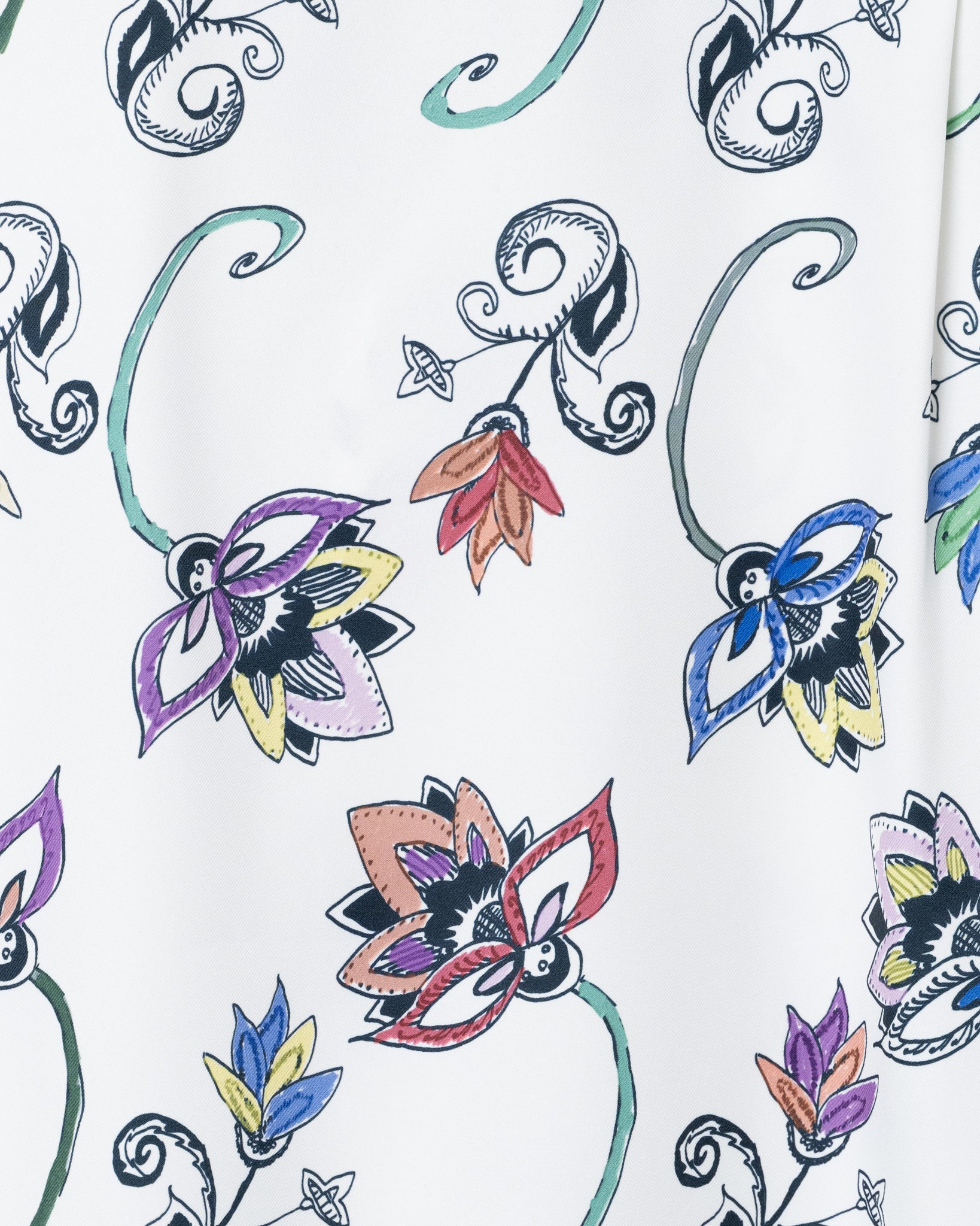 HAND-PAINTED BOTANICAL PRINT OPEN COLLAR SHIRTS - WHITE