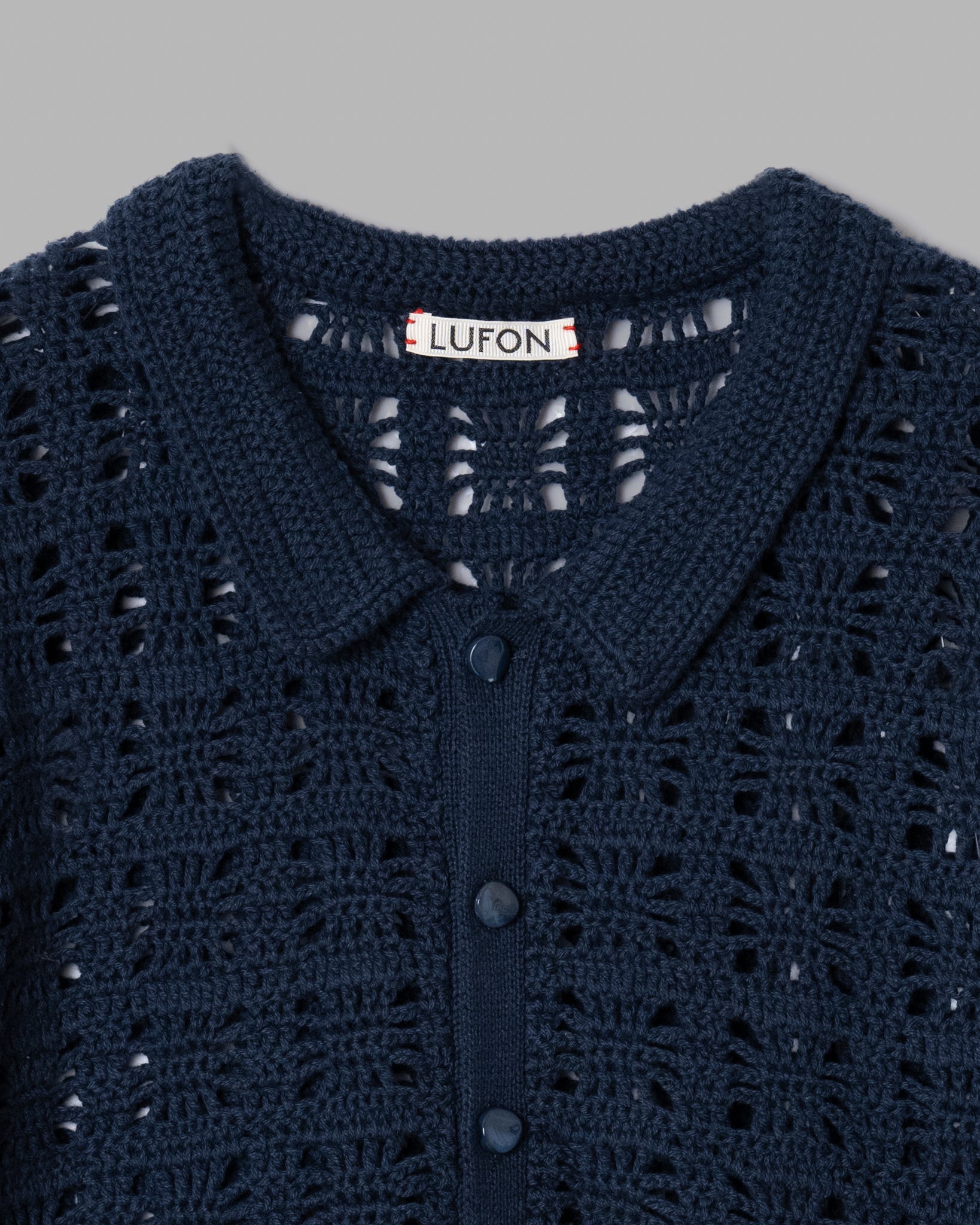 CROCHET HAND KNIT SHIRTS - SLATE BLUE