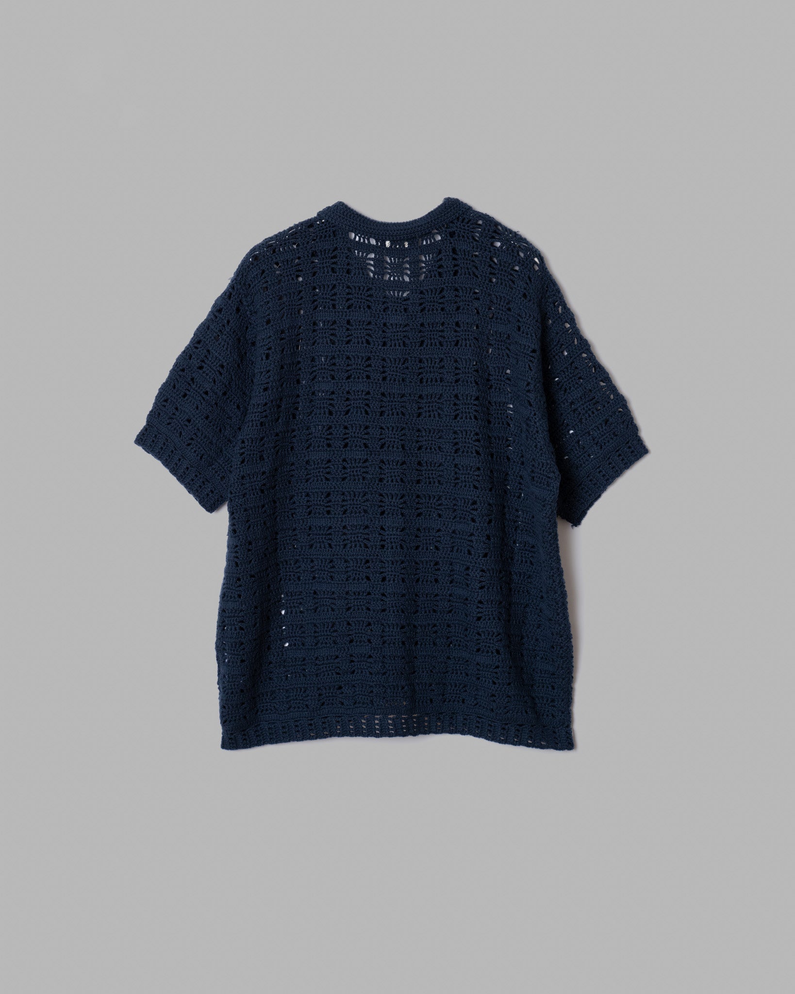 CROCHET HAND KNIT SHIRTS - SLATE BLUE