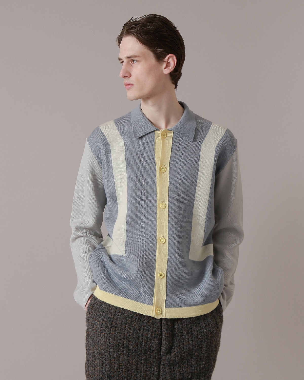 KNIT SHIRTS JACKET - GREY