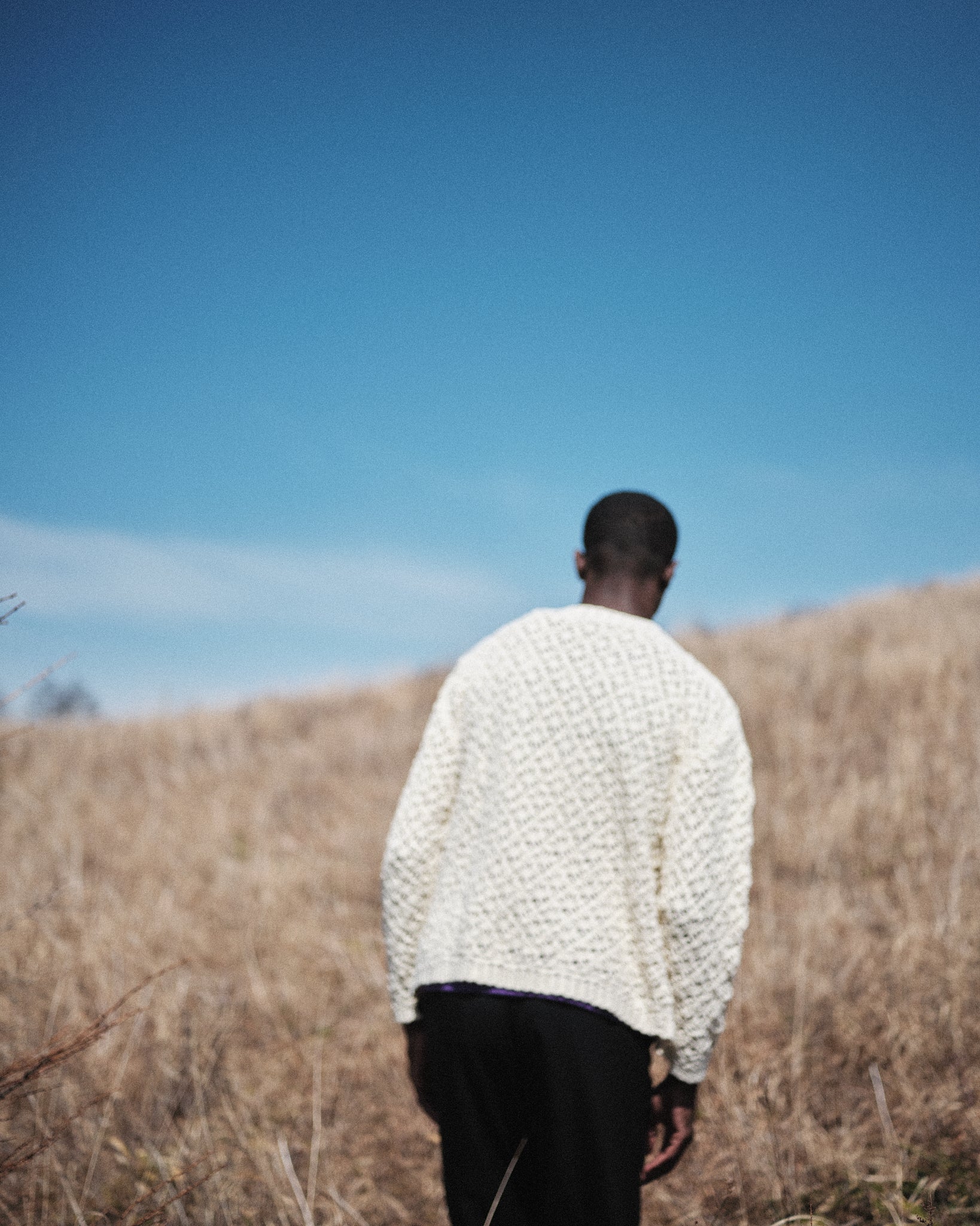 CROCHET HAND KNIT CARDIGAN - OFF WHITE