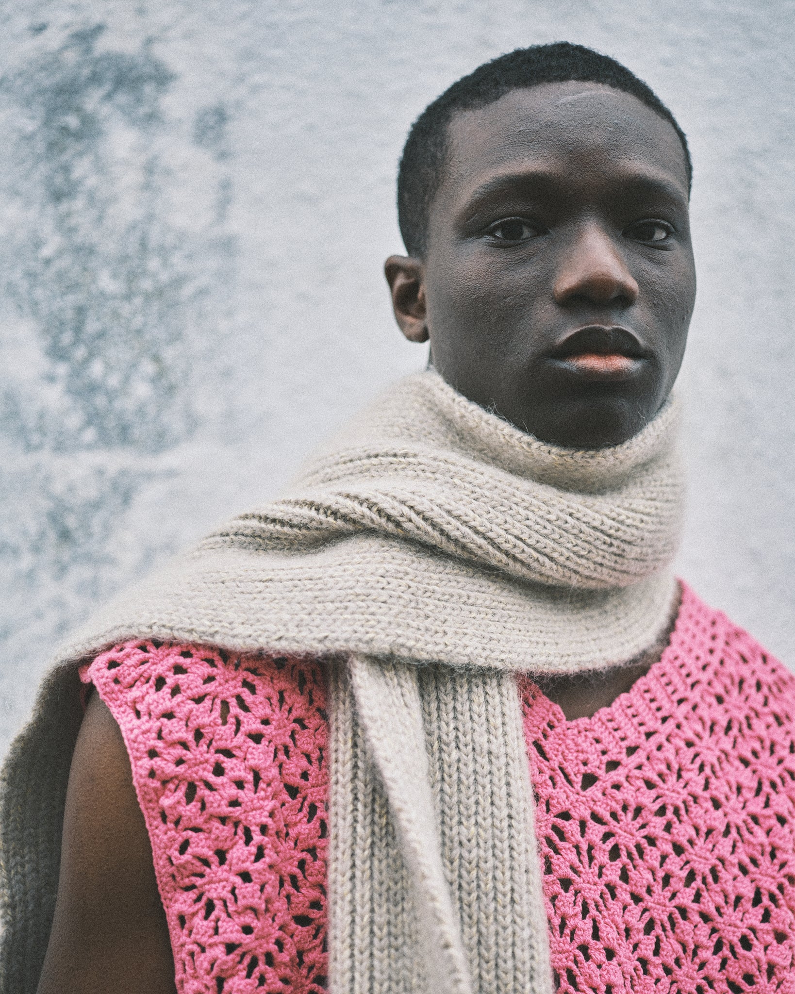 CROCHET HAND KNIT VEST - PINK
