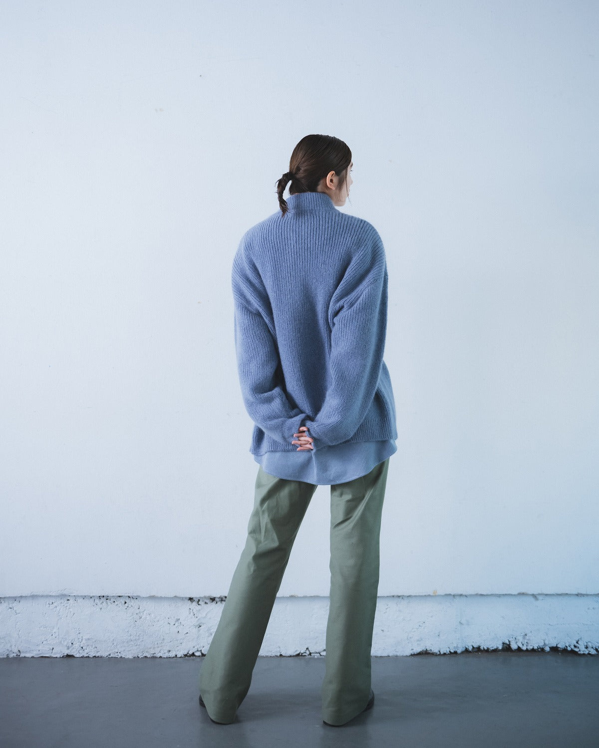 SILK MOHAIR DRIVERS KNIT - ASH BLUE