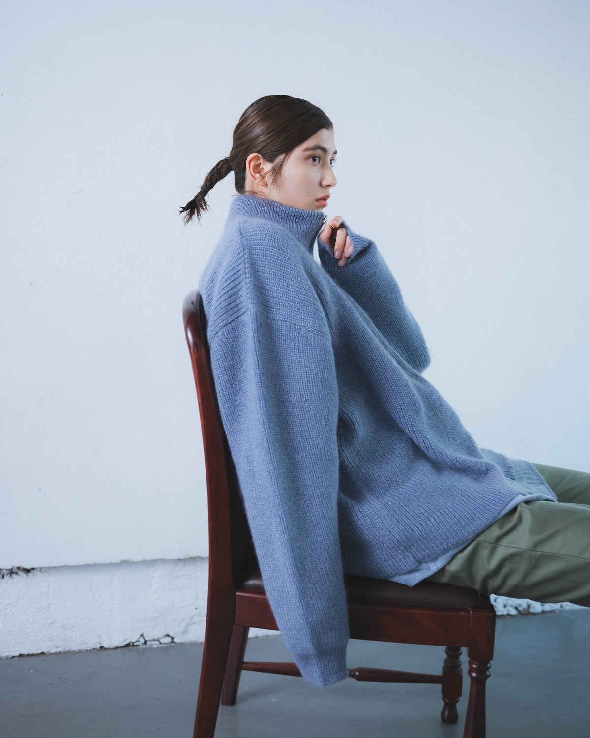 SILK MOHAIR DRIVERS KNIT - ASH BLUE