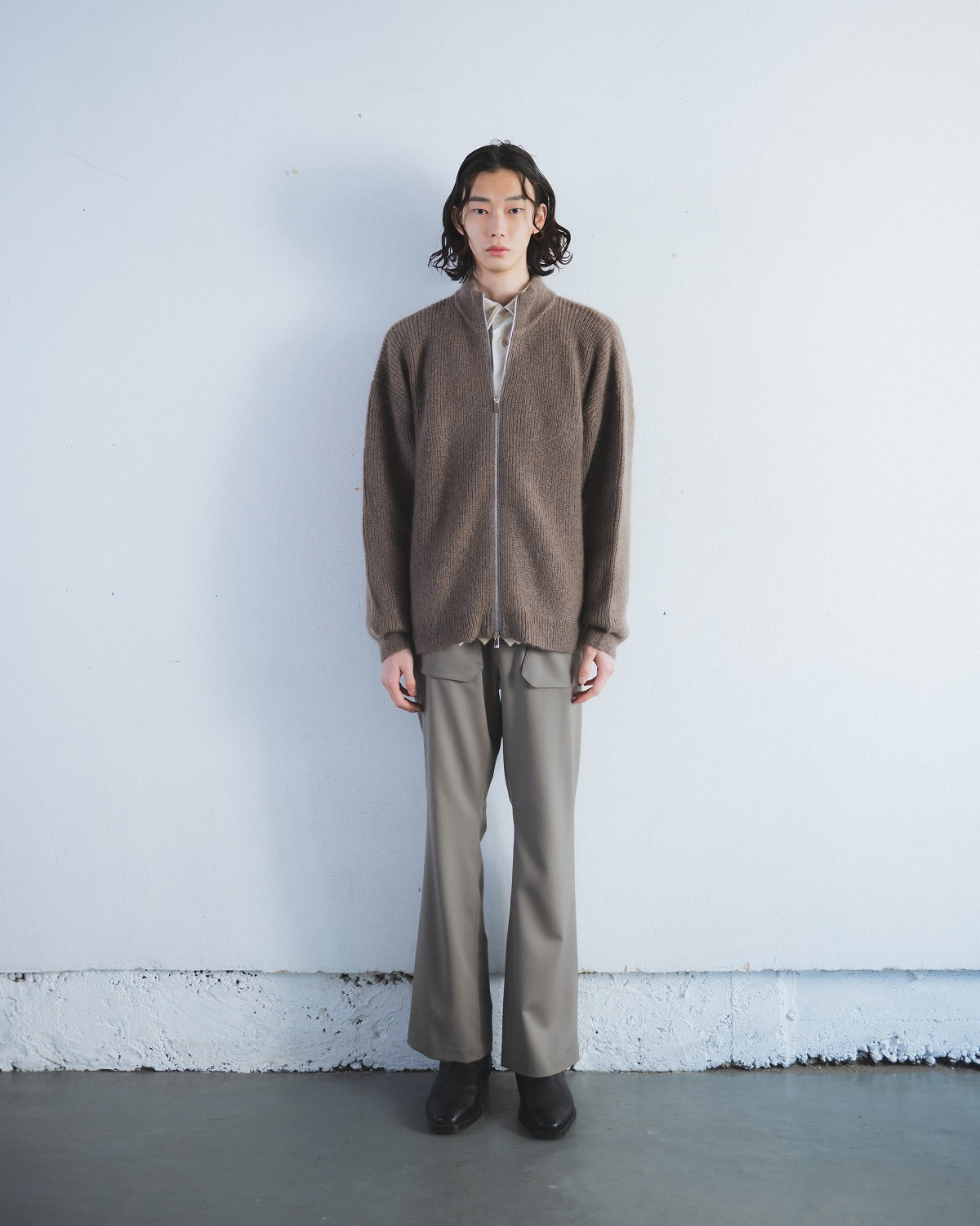 SILK MOHAIR DRIVERS KNIT - ASH