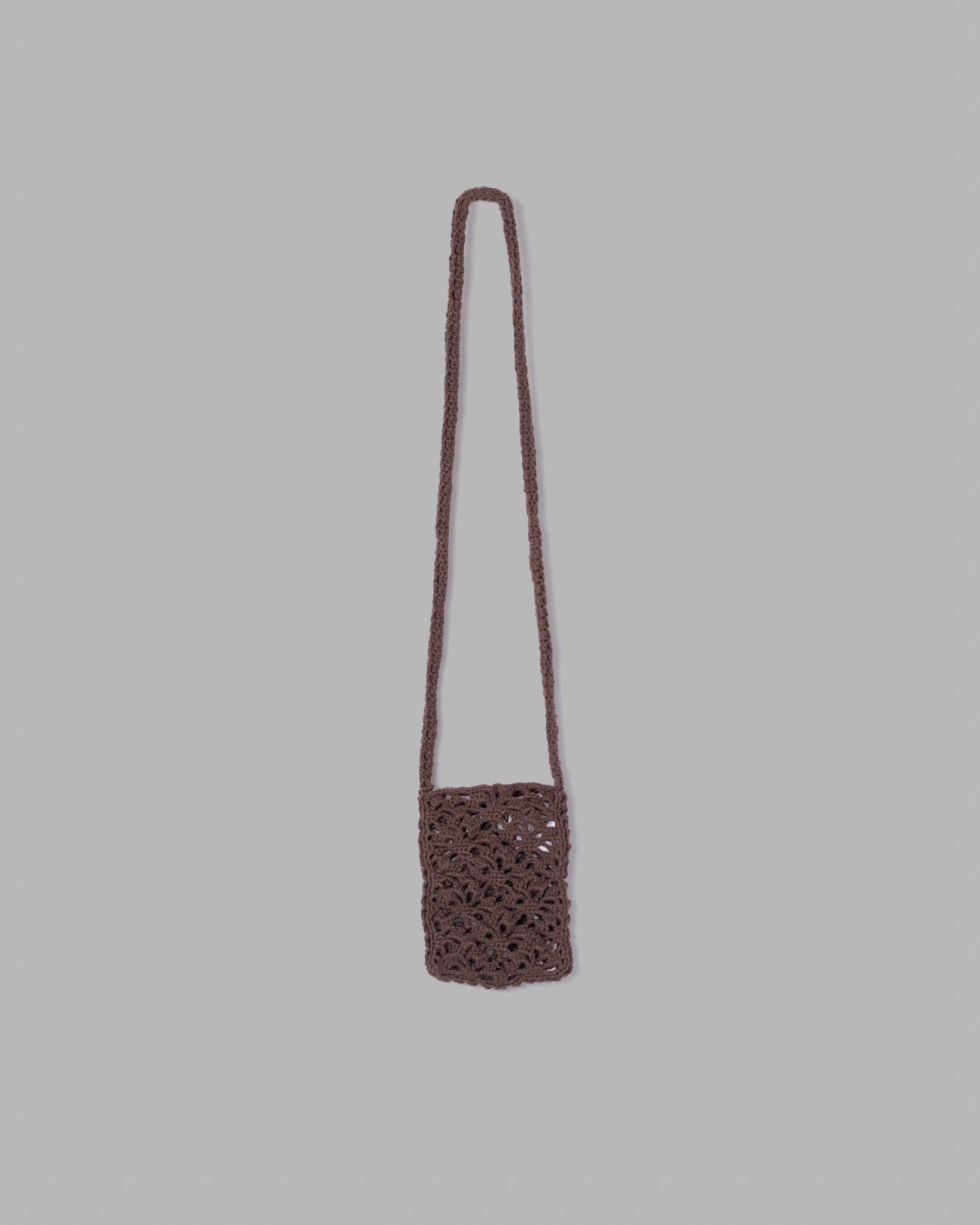 CROCHET HAND KNIT MINI BAG - COFFEE