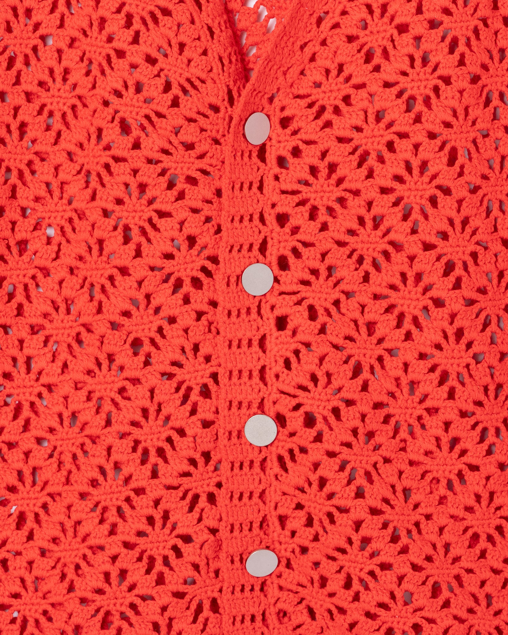 Crochet Hand Knit Cardigan -Red