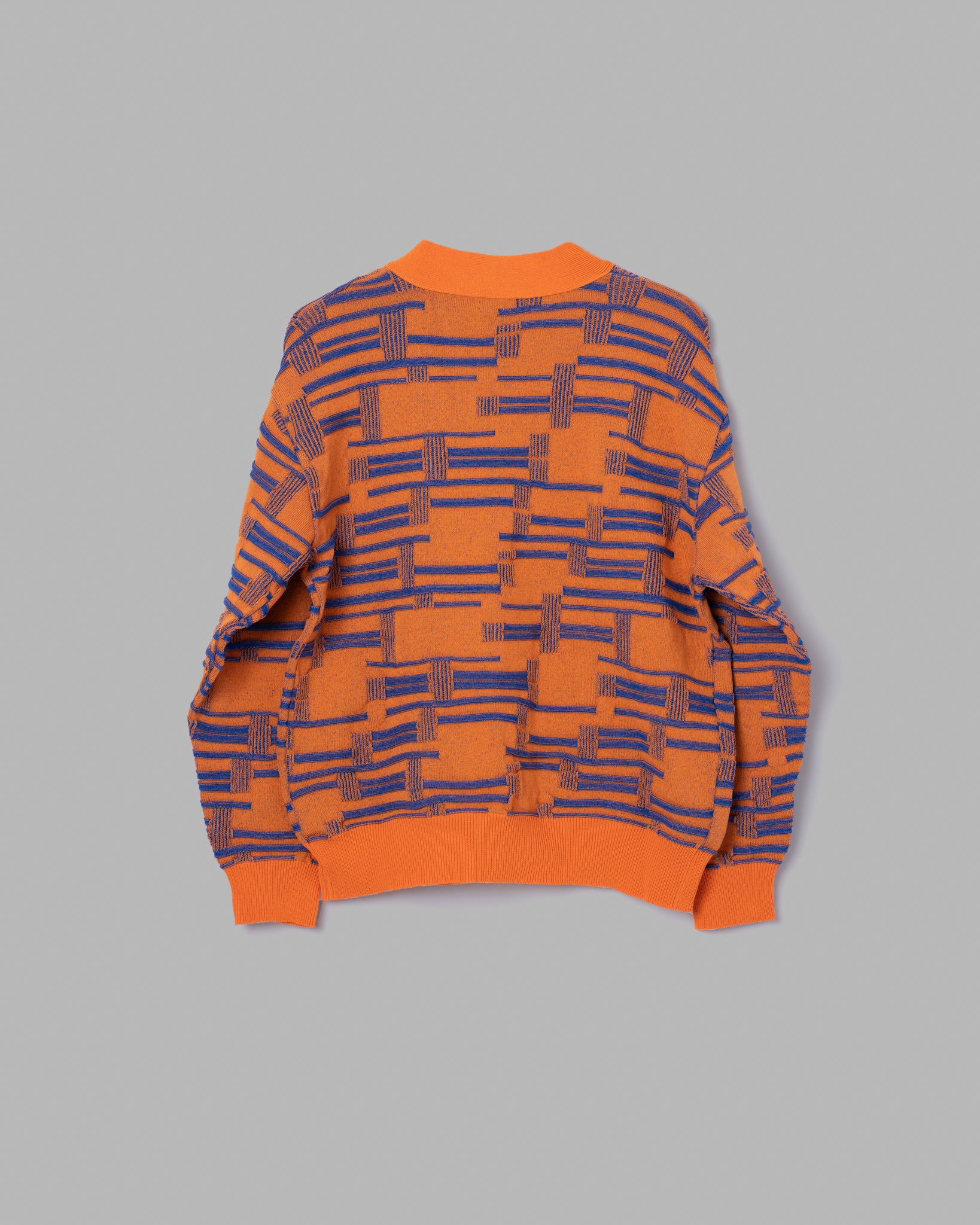 DEFORMATION BORDER KNIT CARDIGAN -ORANGE/BLUE