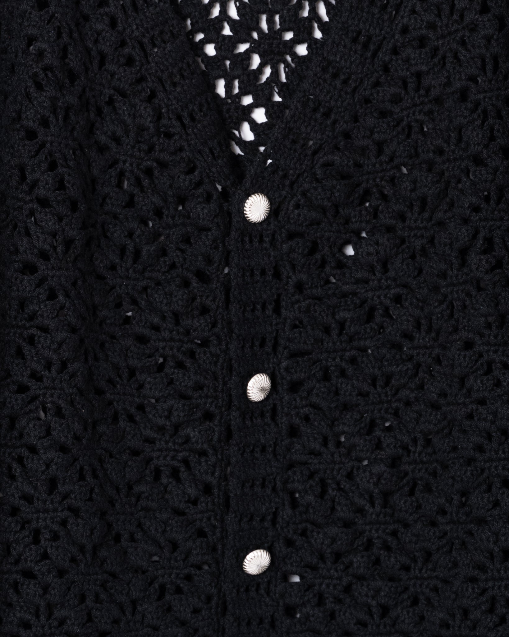 CROCHET HAND KNIT CARDIGAN - BLACK