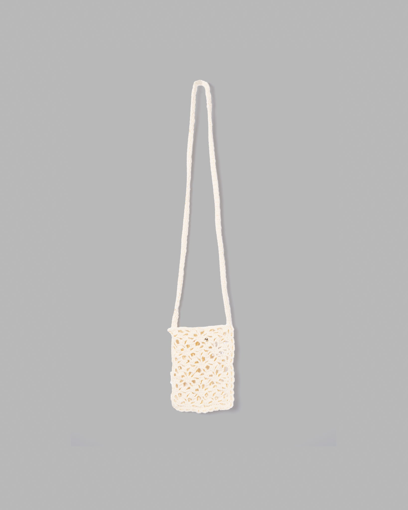 Mini bolso de punto de tejido de crochet -Off White