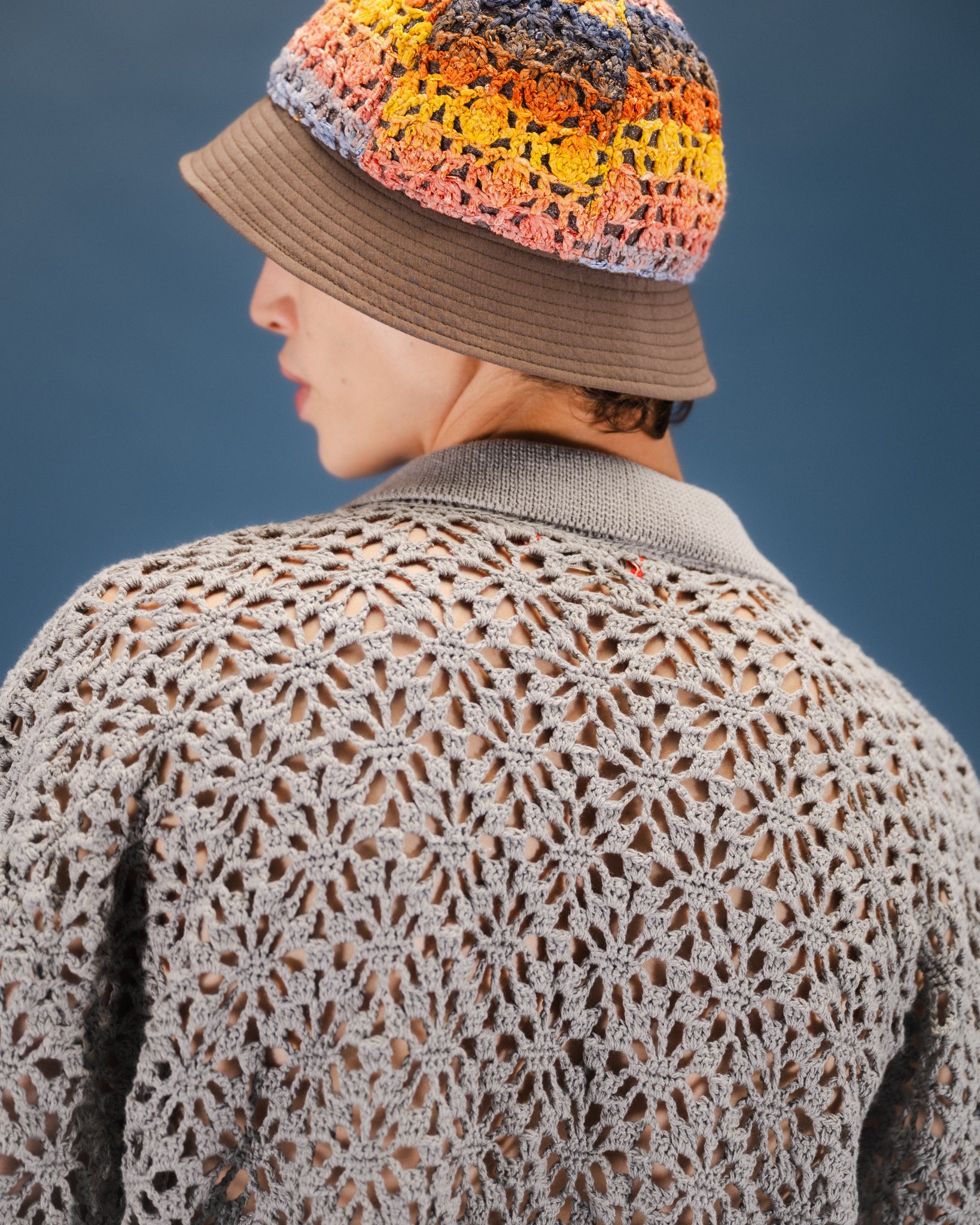 Polo de patrón de patrón de crochet (ajuste suelto) -gris