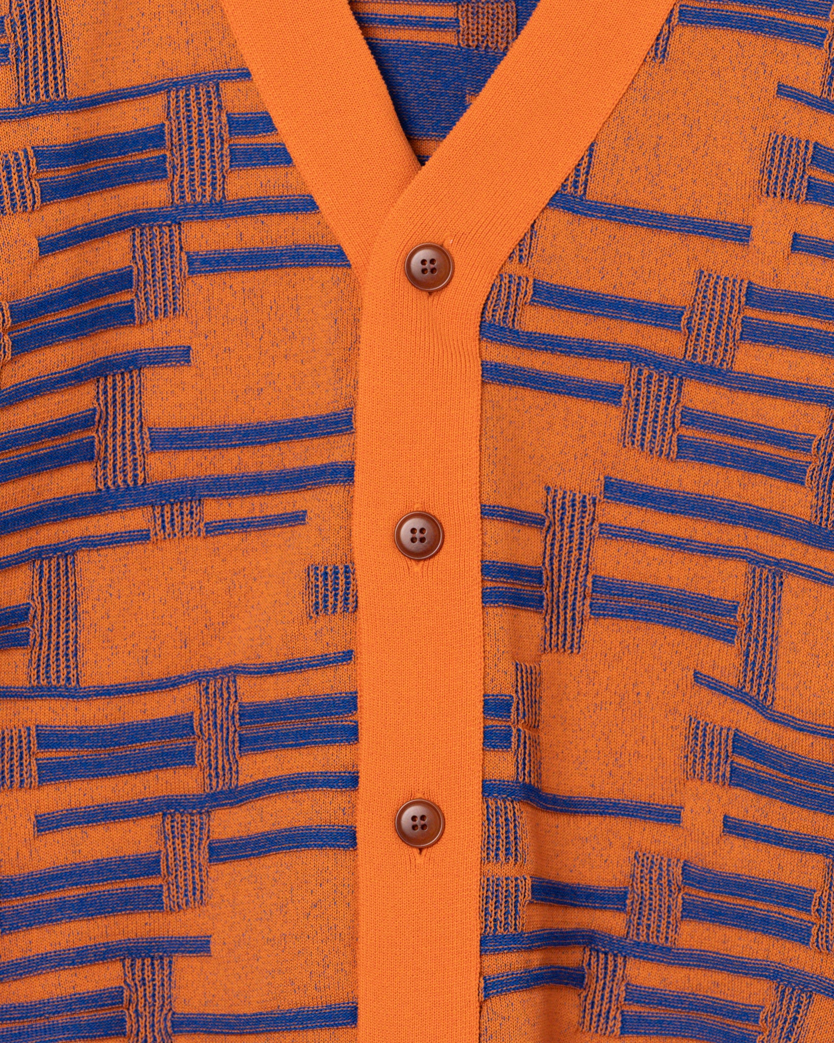 DEFORMATION BORDER KNIT CARDIGAN - ORANGE/BLUE