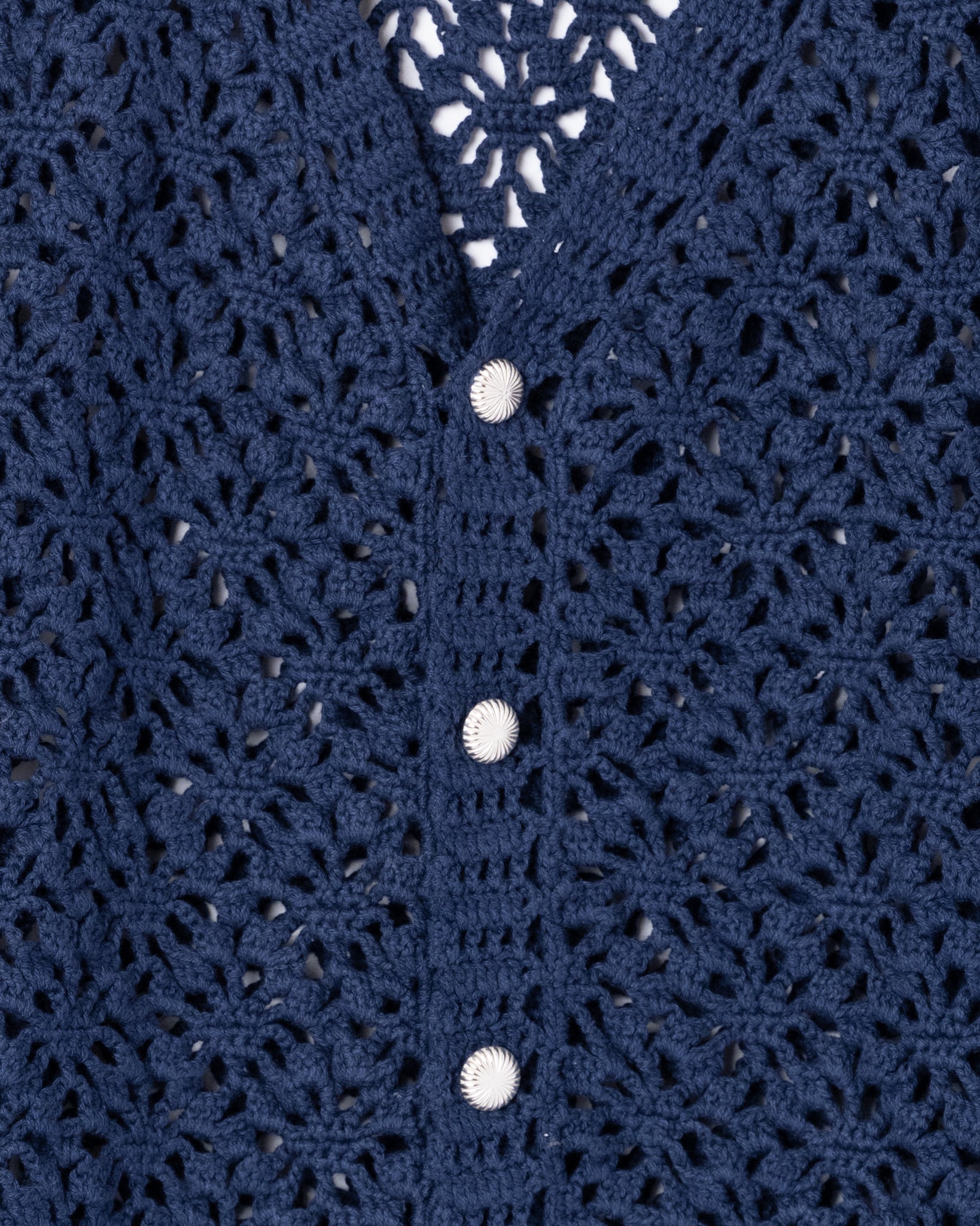 Crochet Hand Knit Cardigan-Navy