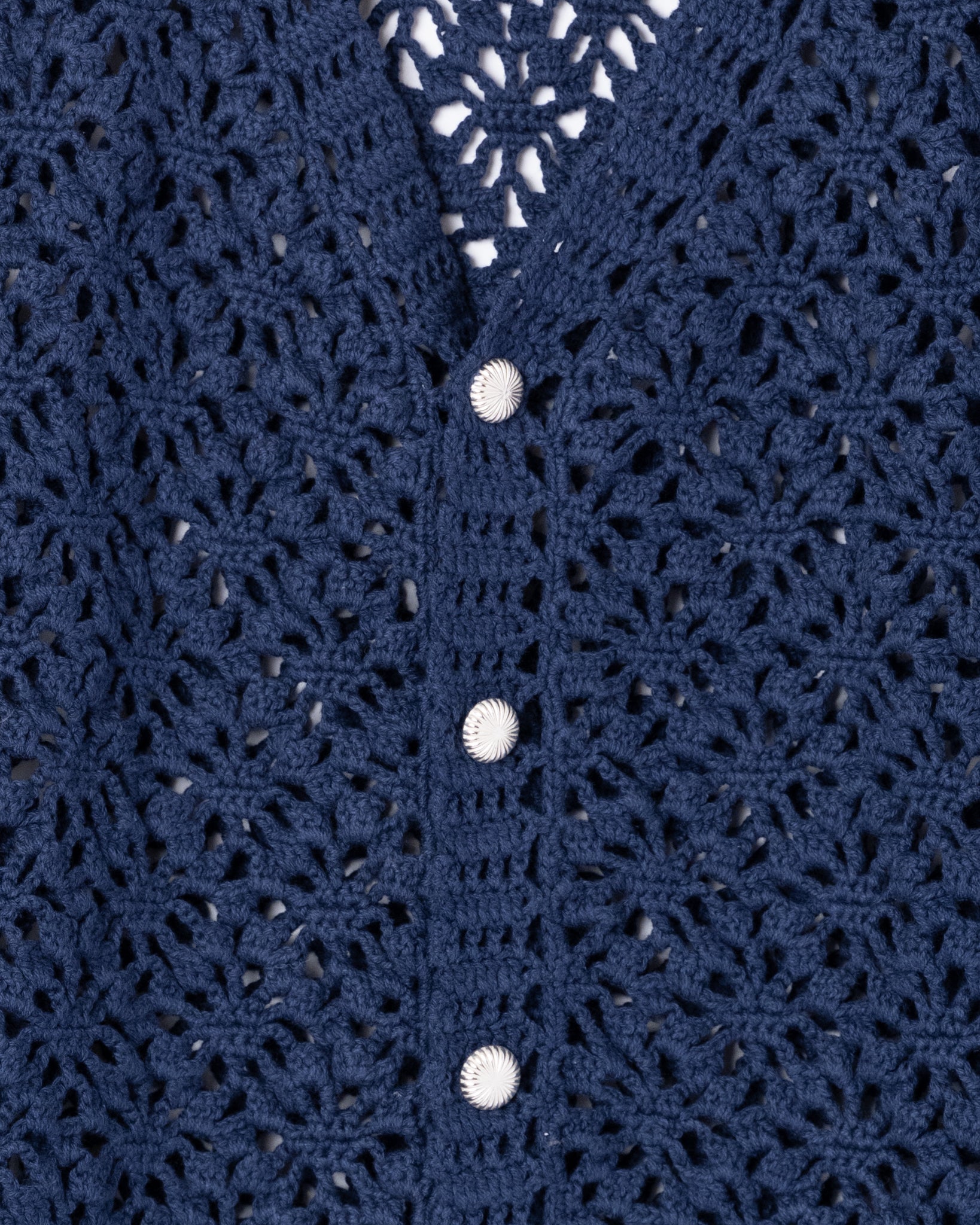 CROCHET HAND KNIT CARDIGAN - NAVY