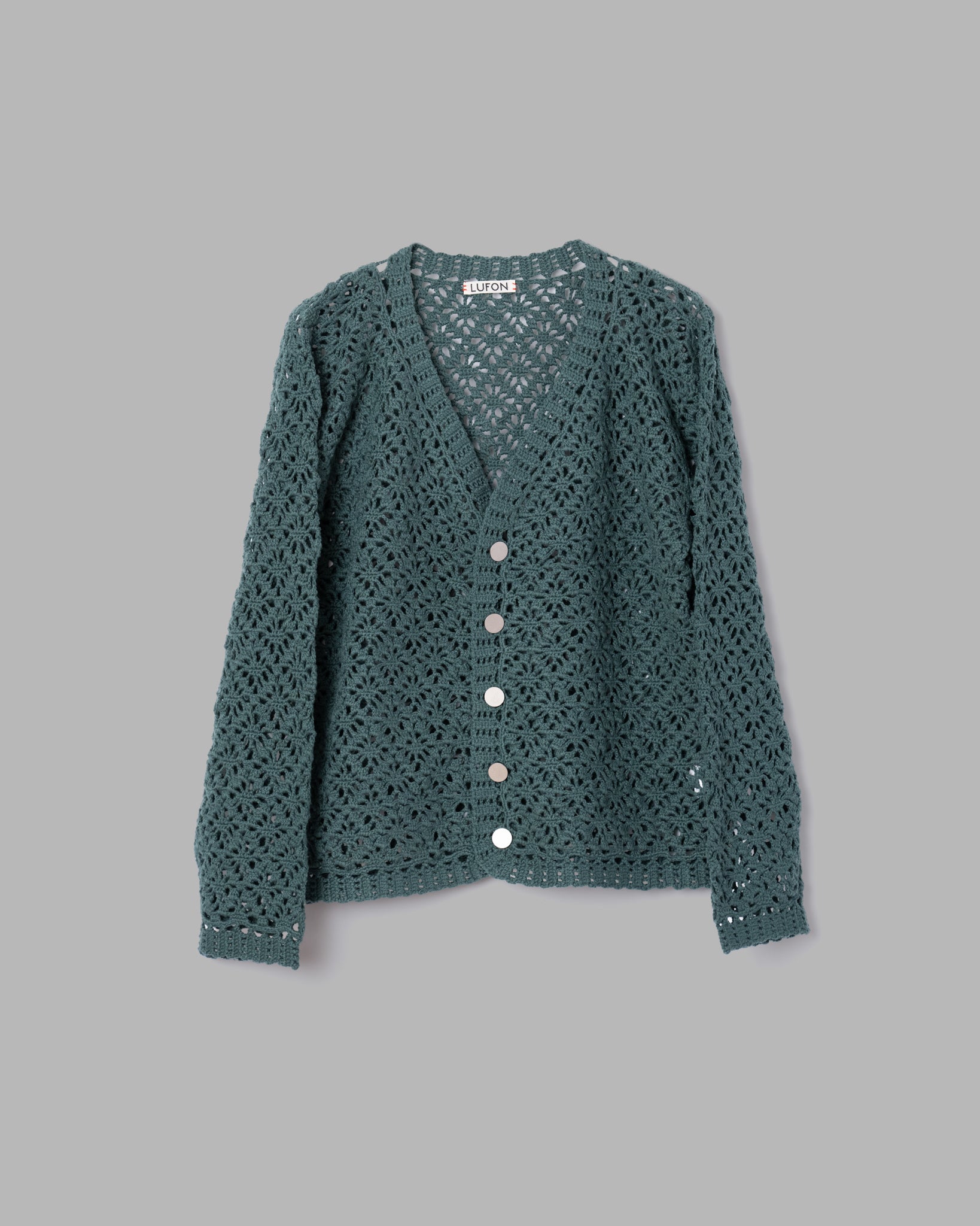 Crochet Hand Knit Cardigan -Green