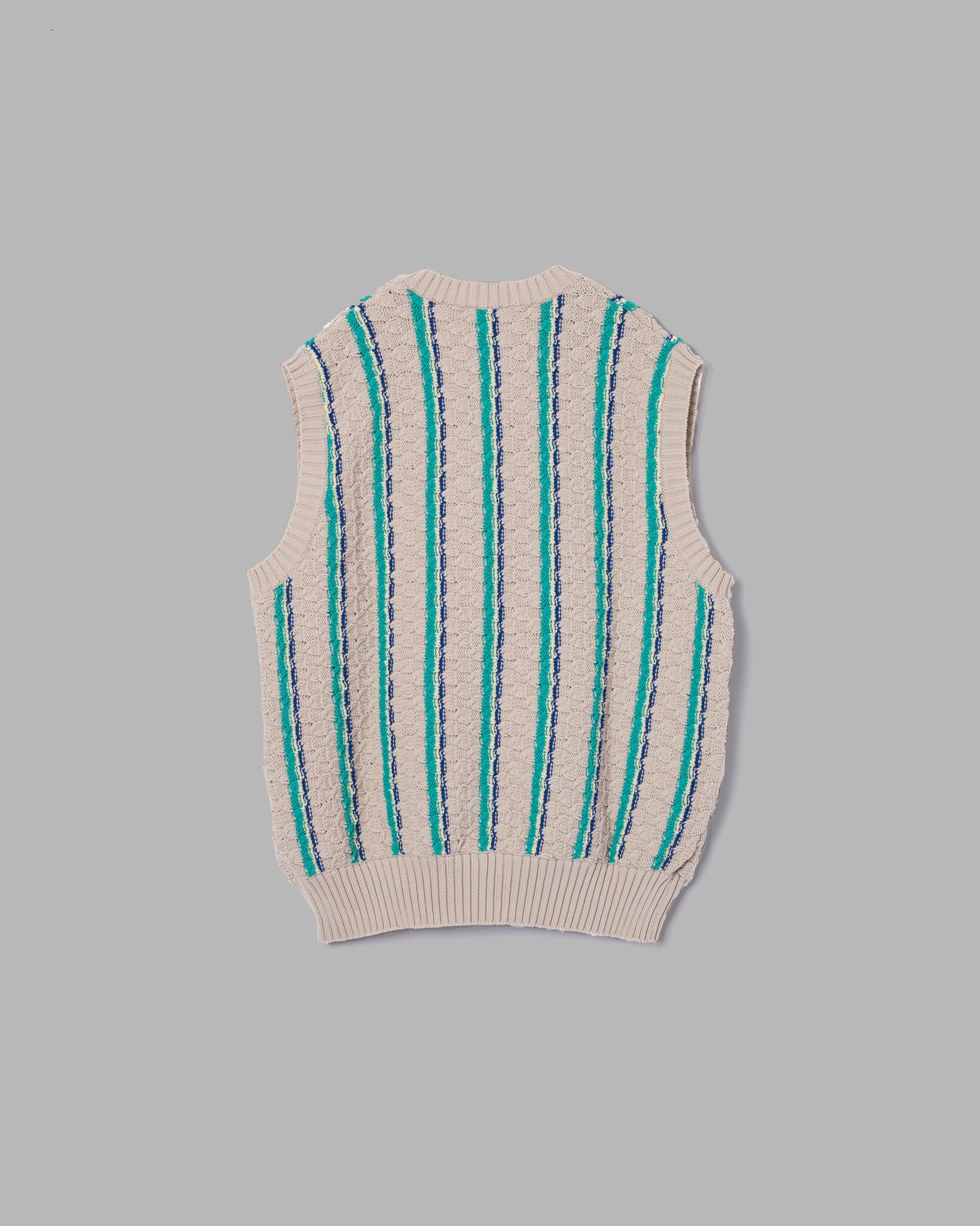 LOW GAUGE KNIT STRIPE VEST - BEIGE