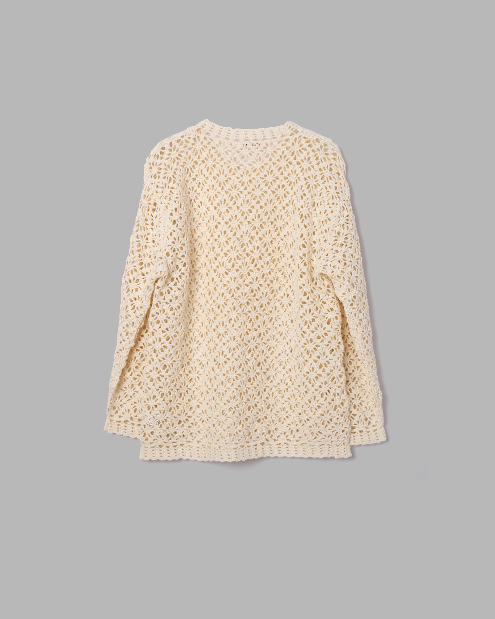 Crochet Hand Knit Pullover Sweater -Off White