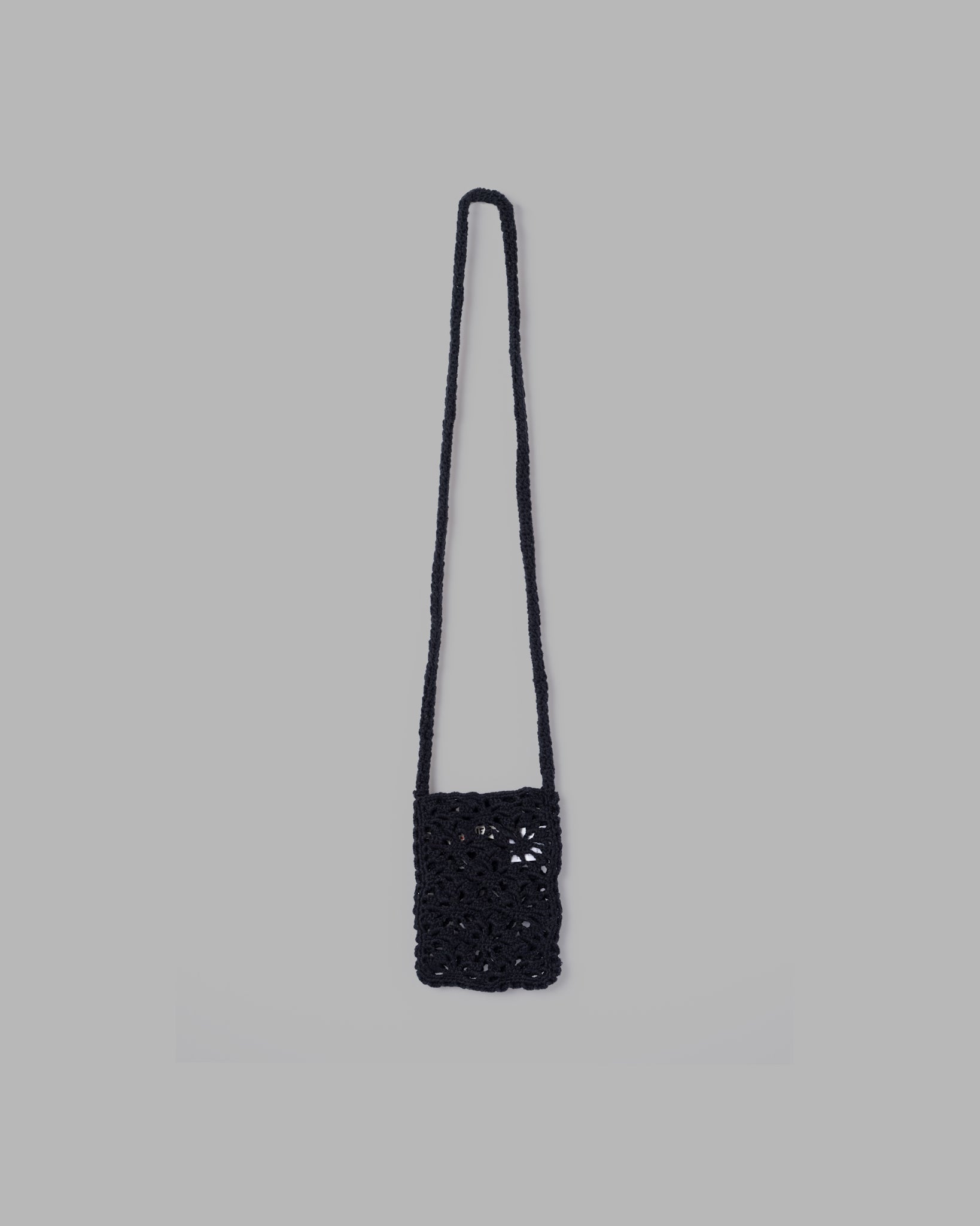 Mini bolso de punto de tejido de crochet -Black