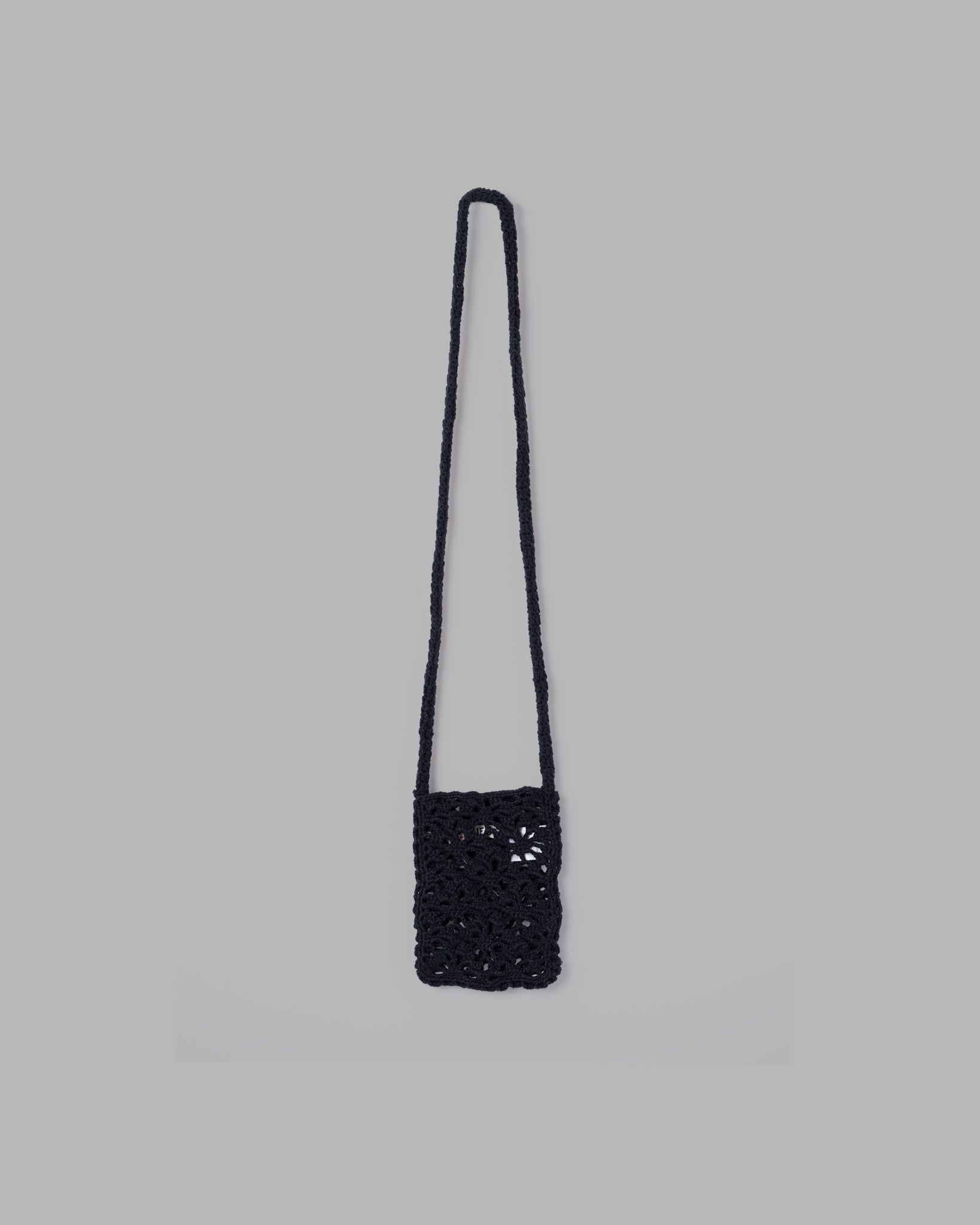 CROCHET HAND KNIT MINI BAG - BLACK