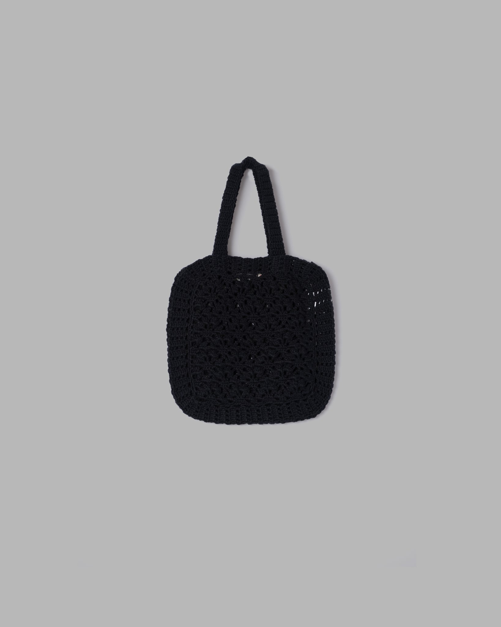 Crochet Hand Knit Tote Bag --Black