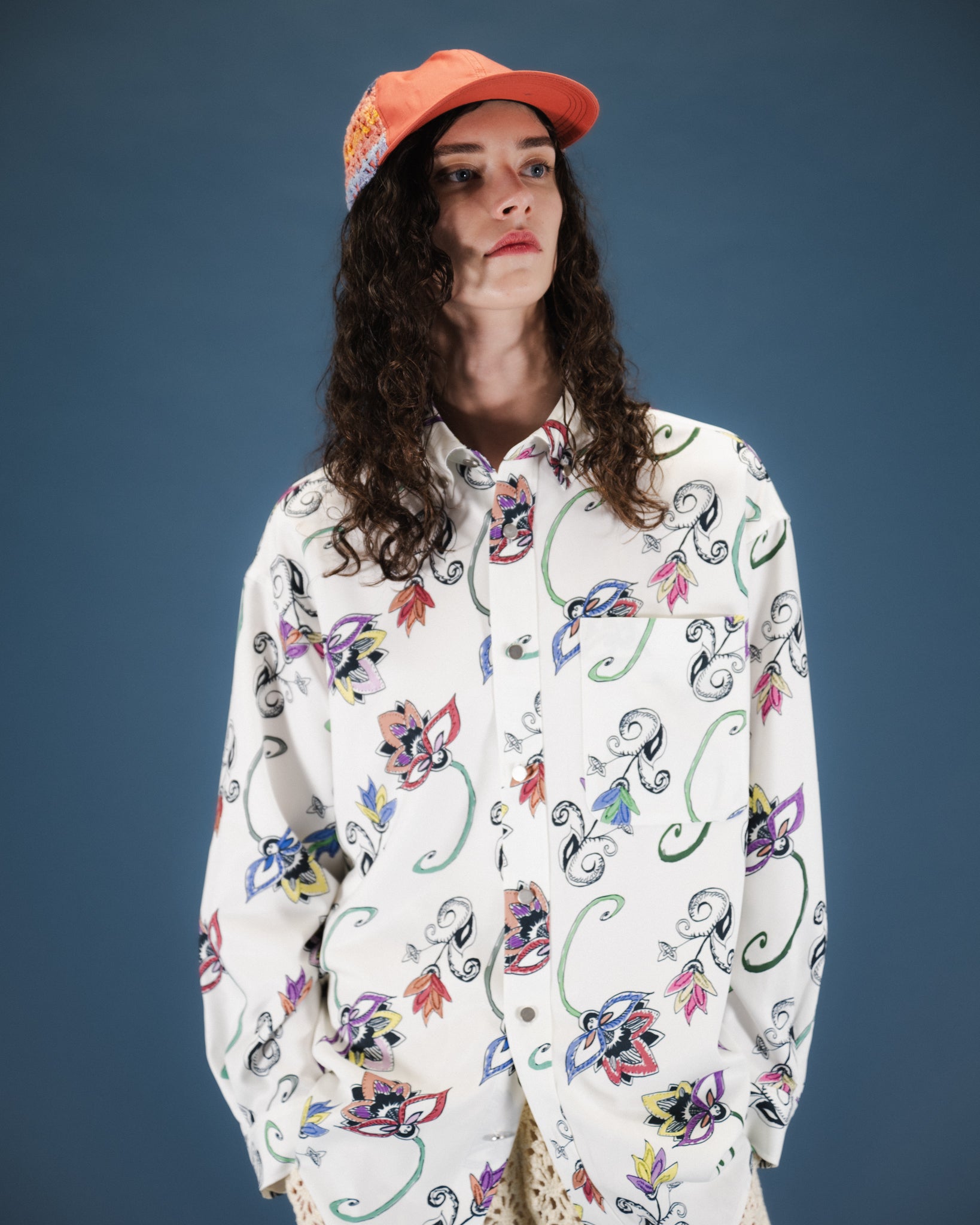 HAND-PAINTED BOTANICAL PRINT B.D. SHIRTS - WHITE