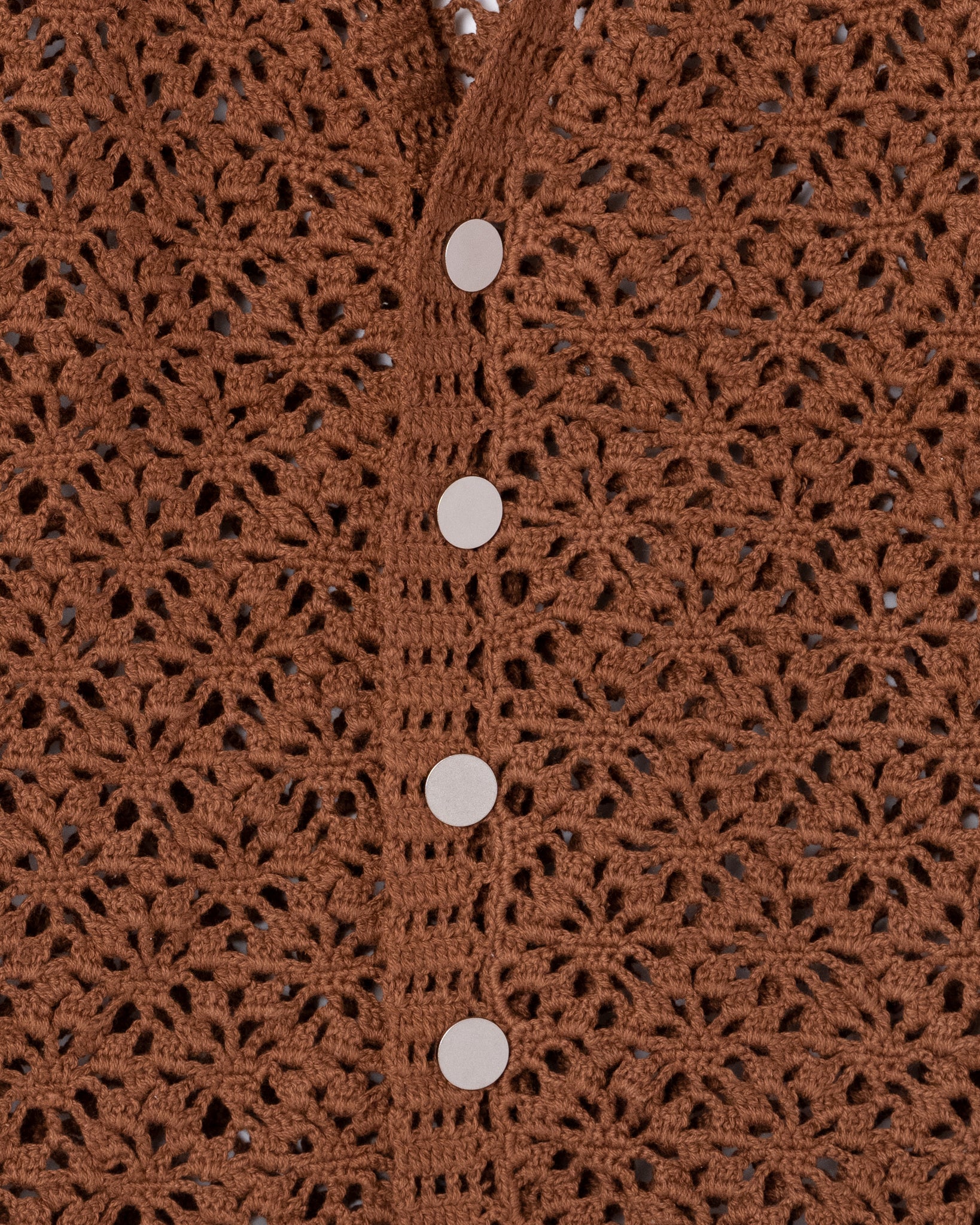 Crochet Hand Knit Cardigan --BROWN