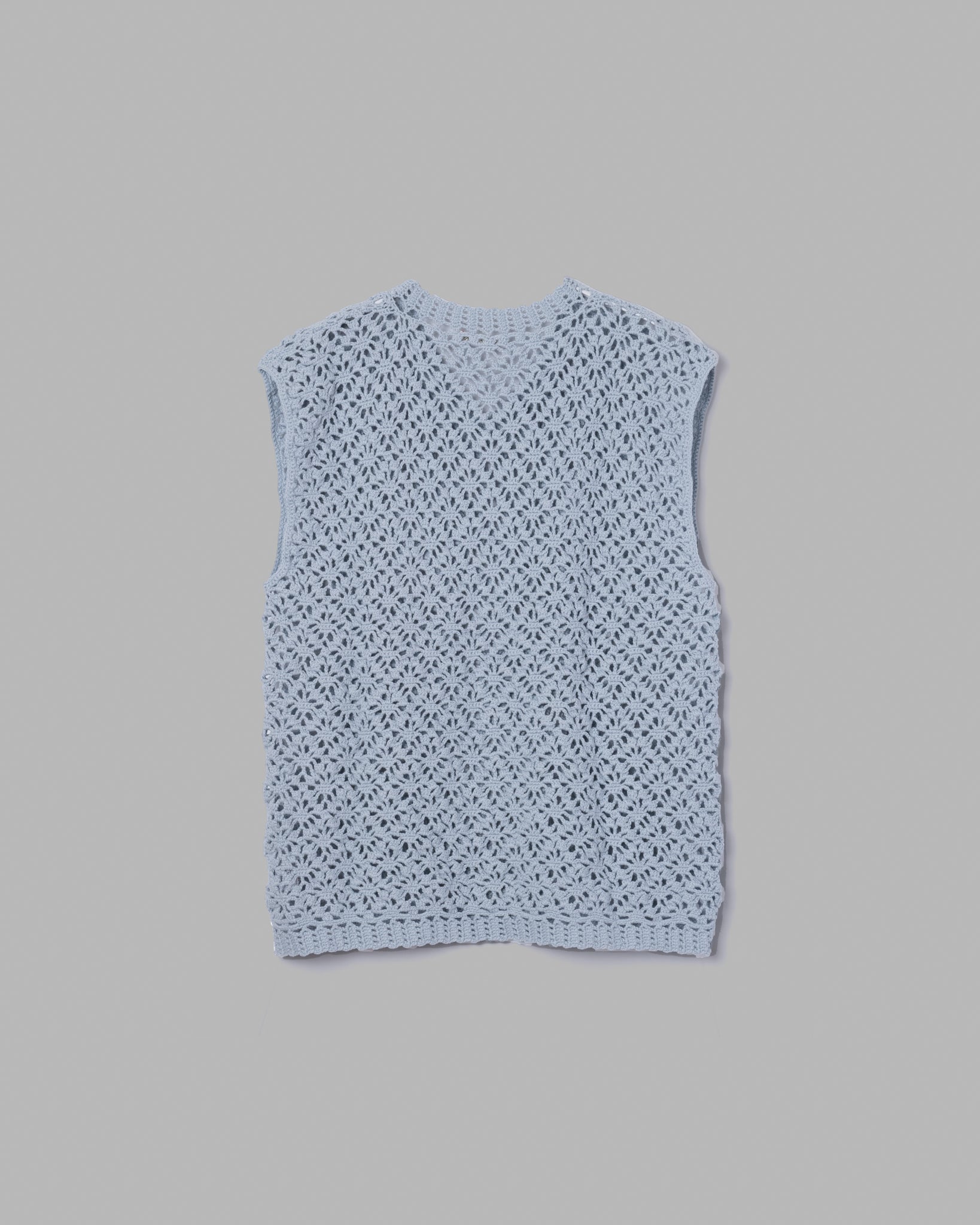 Crochet mano tejido chaleco azul claro