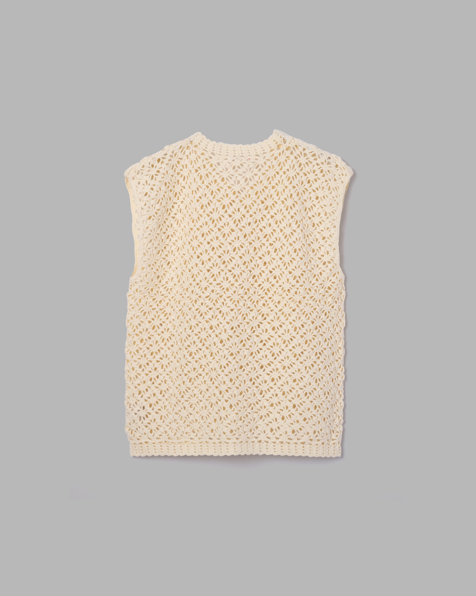 CROCHET HAND KNIT VEST - OFF WHITE