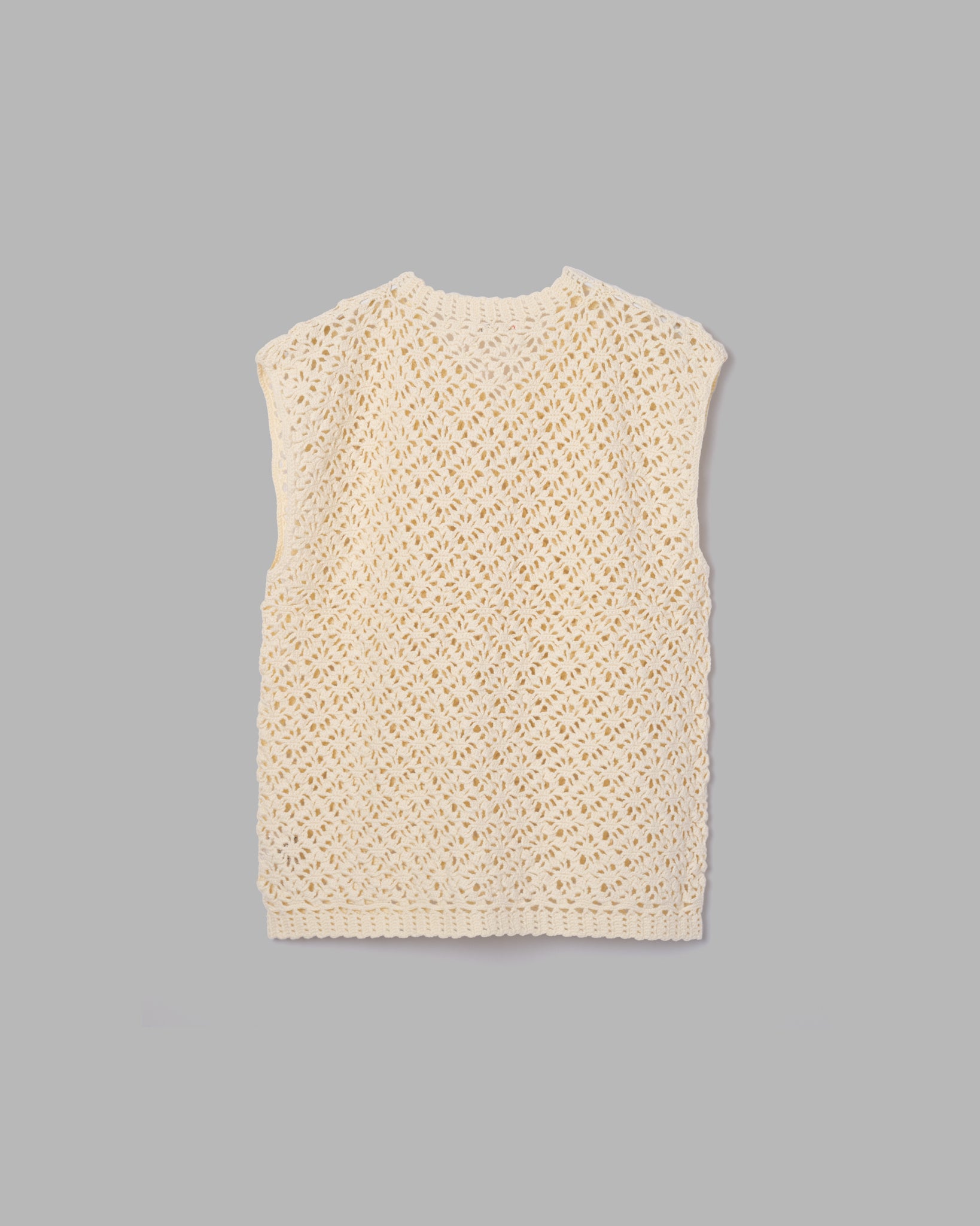 CROCHET HAND KNIT VEST - OFF WHITE