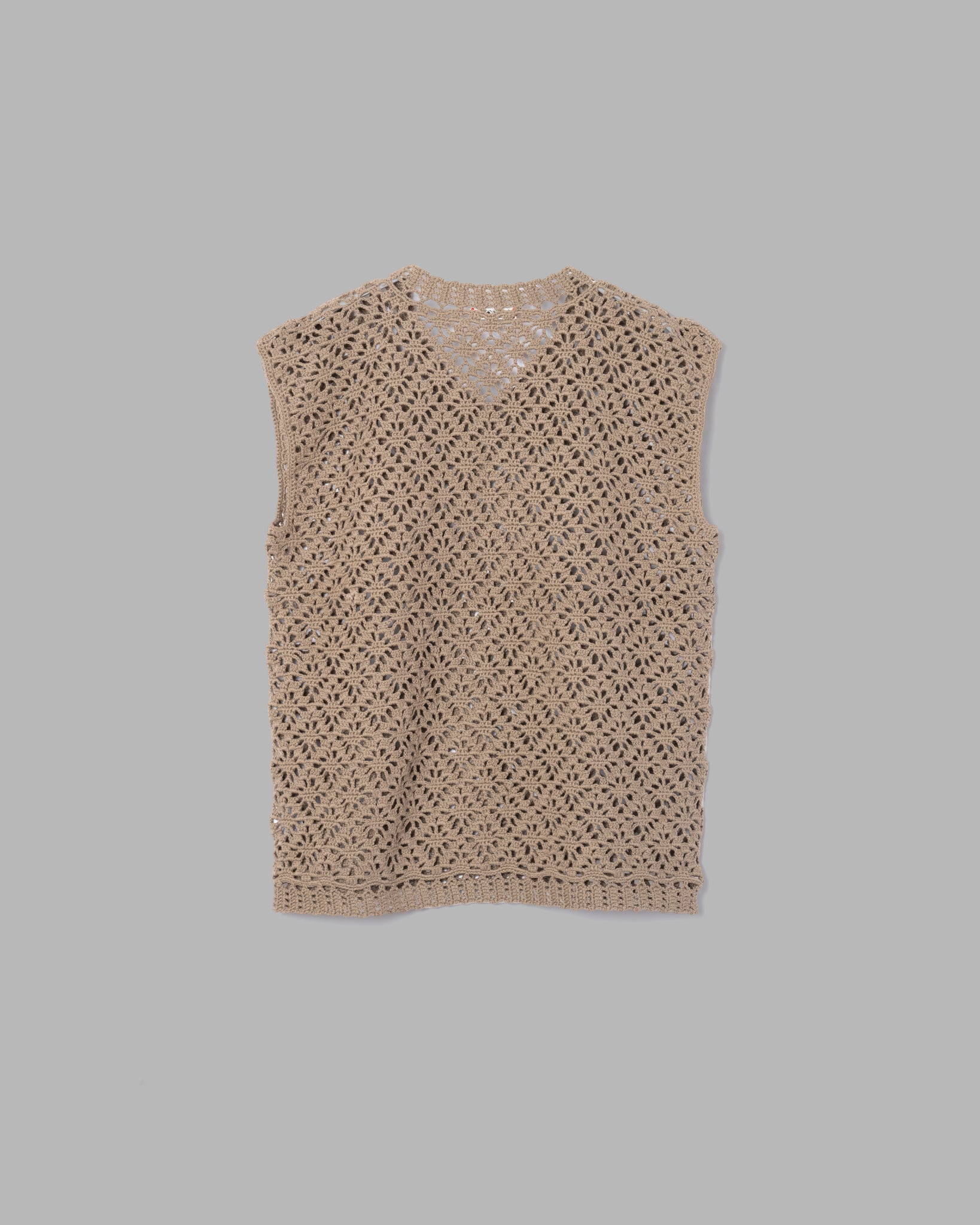 CROCHET HAND KNIT VEST - MOCHA