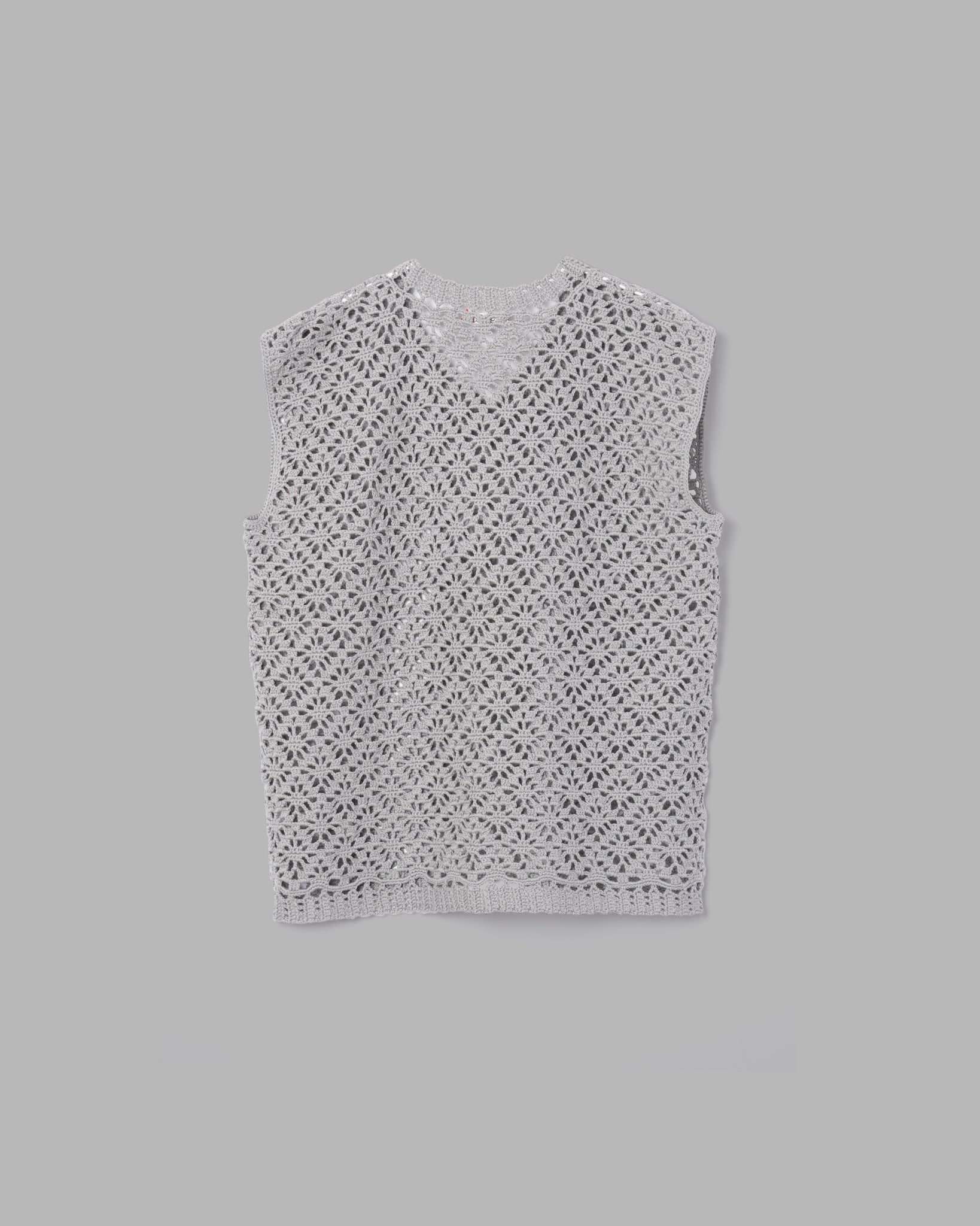 CROCHET HAND KNIT VEST - GREY