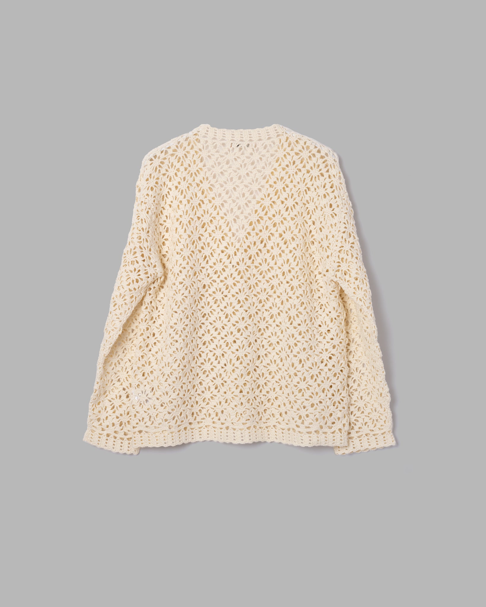 Crochet Hand Knit Cardigan -Off White