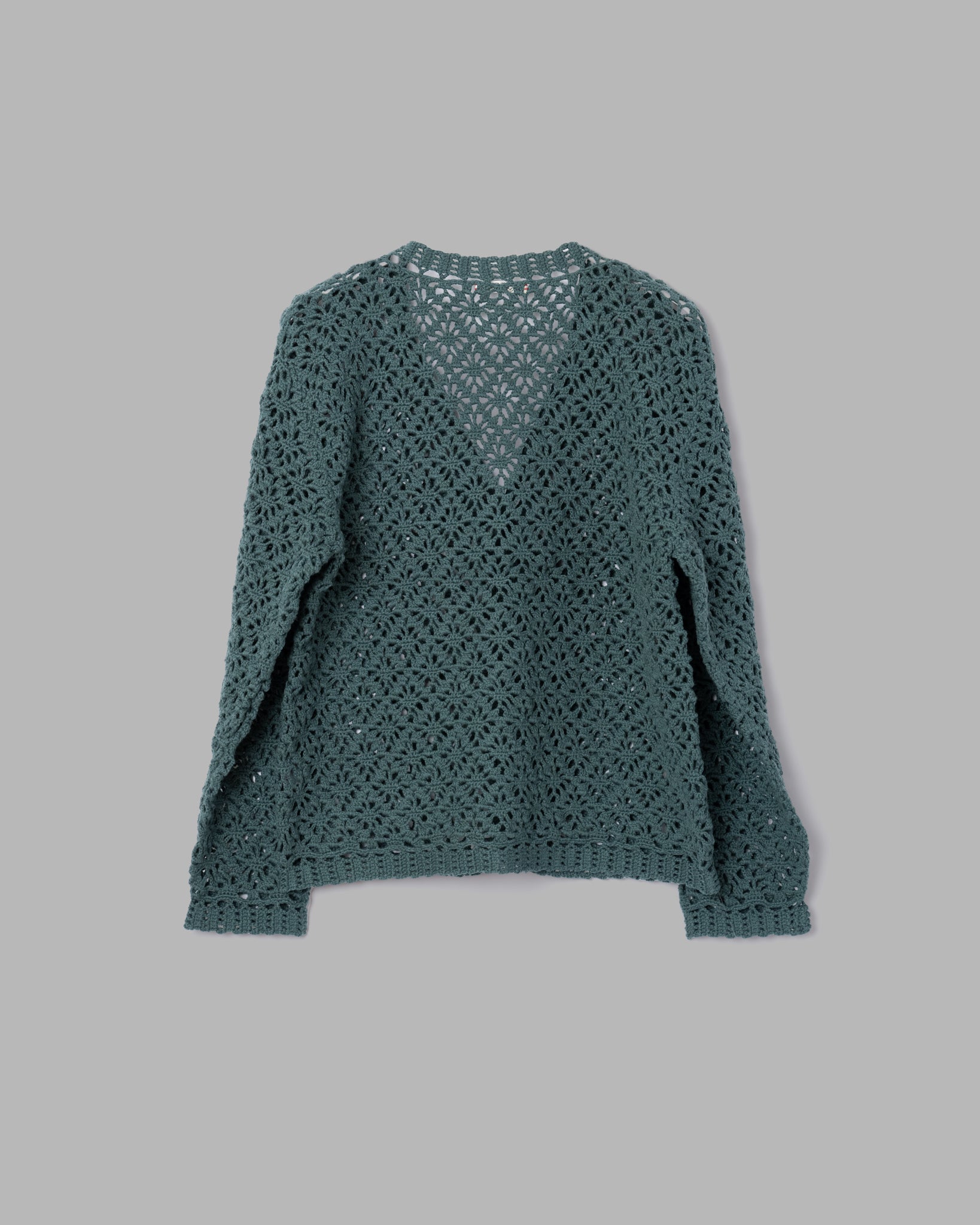 CROCHET HAND KNIT CARDIGAN -  GREEN