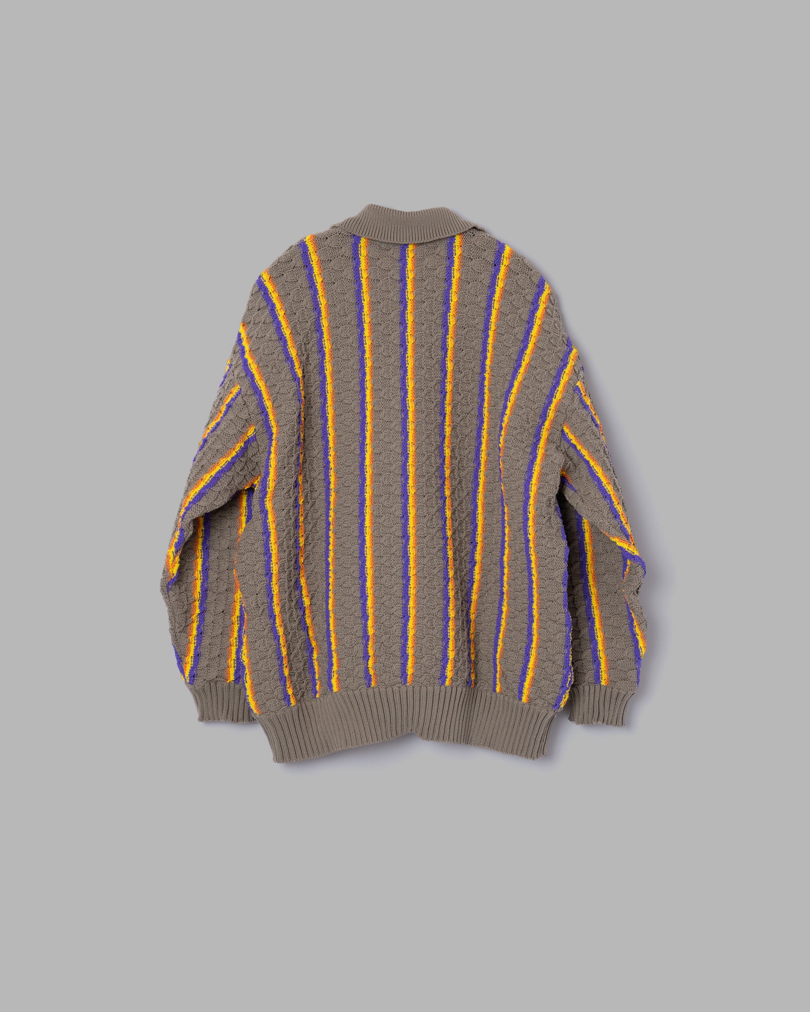 LOW GAUGE KNIT STRIPE SHIRTS CARDIGAN - CHARCOAL